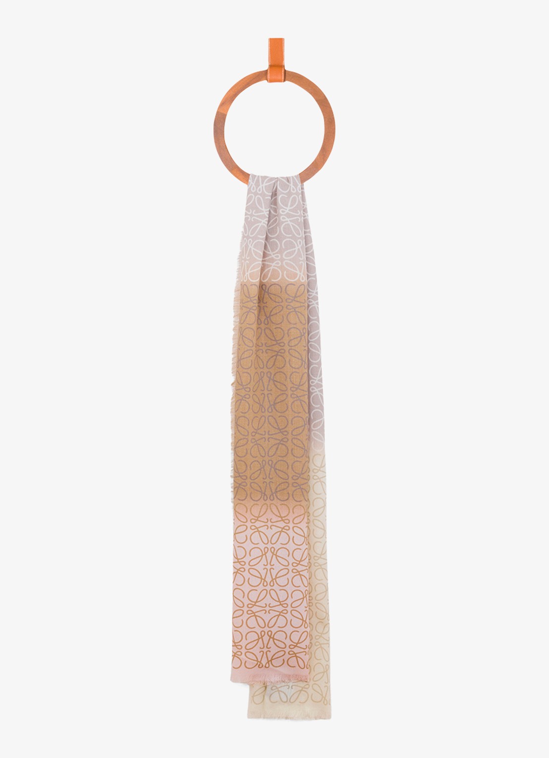 LOEWE Anagram fijngebreide sjaal in kasjmierblend met logo 200 x 45 cm - voorkant 3 lichtroze