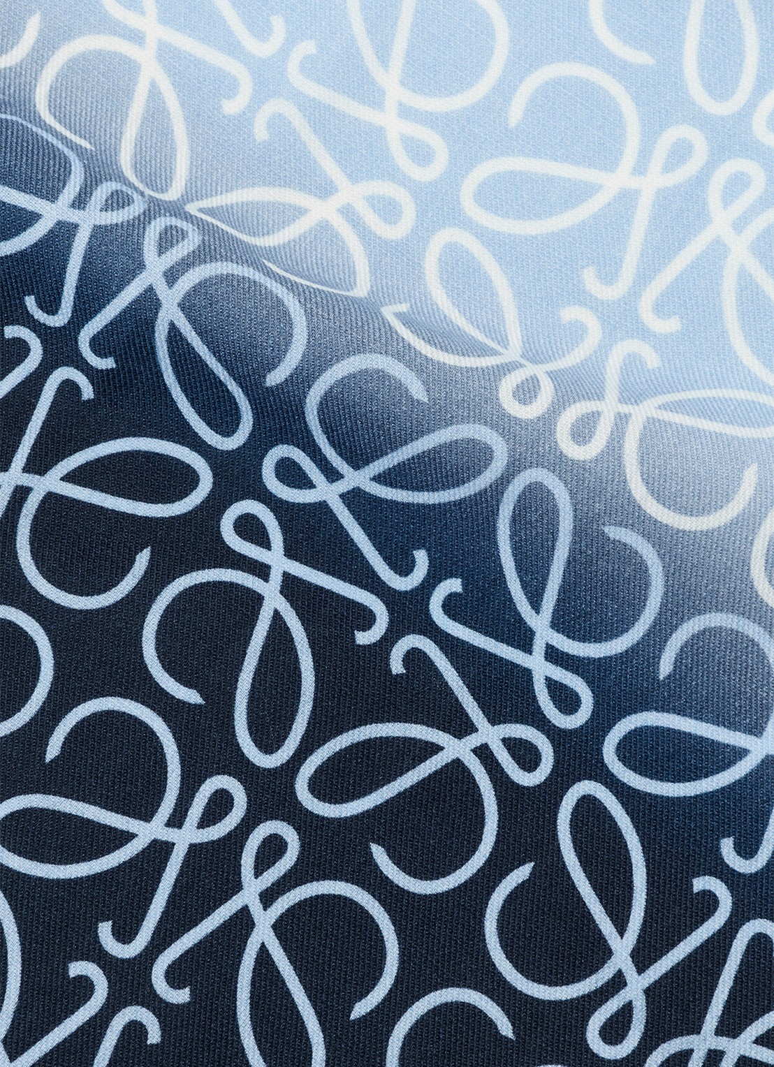 LOEWE Anagram fijngebreide sjaal in kasjmierblend met logo 200 x 45 cm - detail blauw
