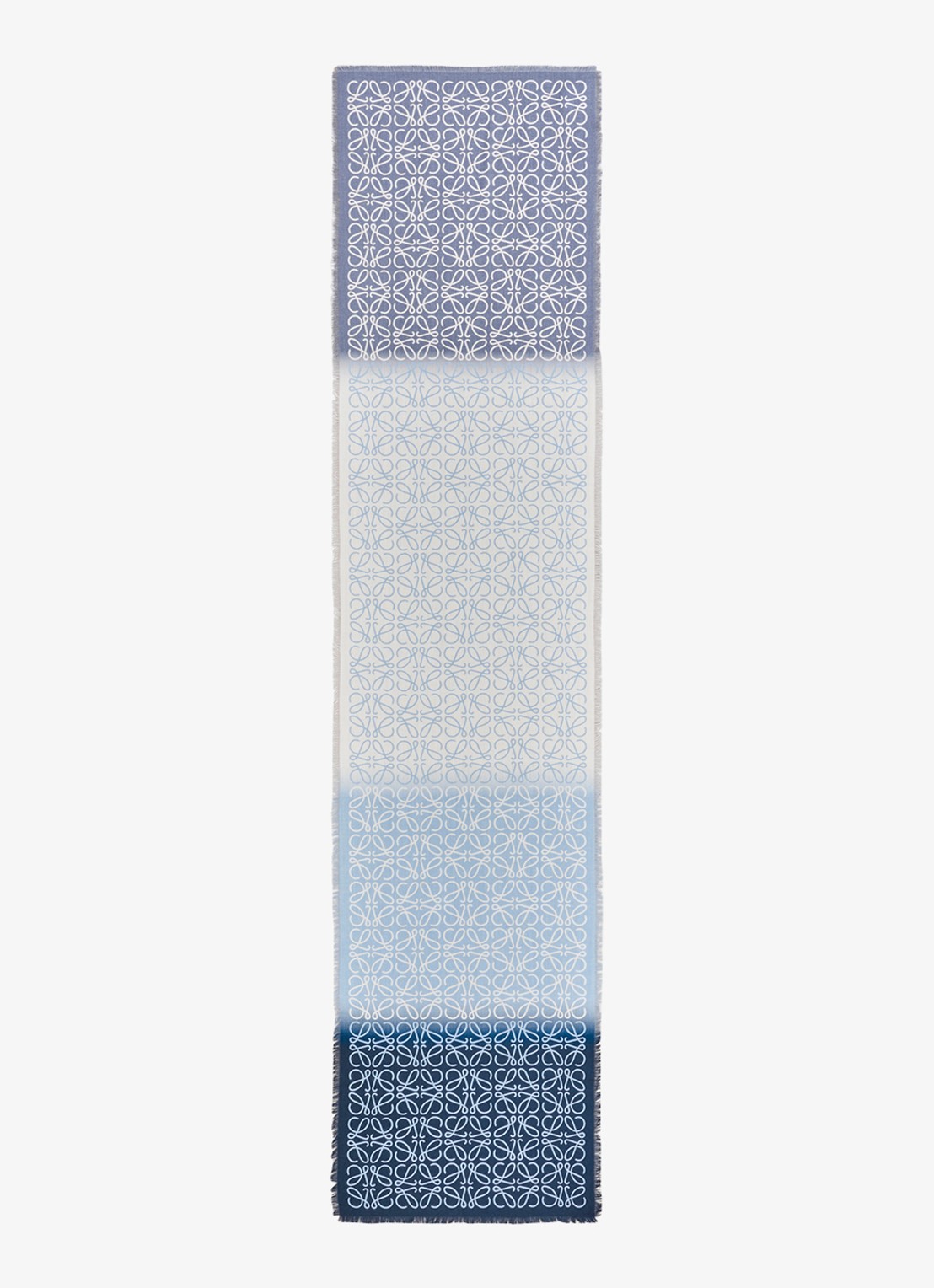 LOEWE Anagram fijngebreide sjaal in kasjmierblend met logo 200 x 45 cm - voorkant 2 blauw