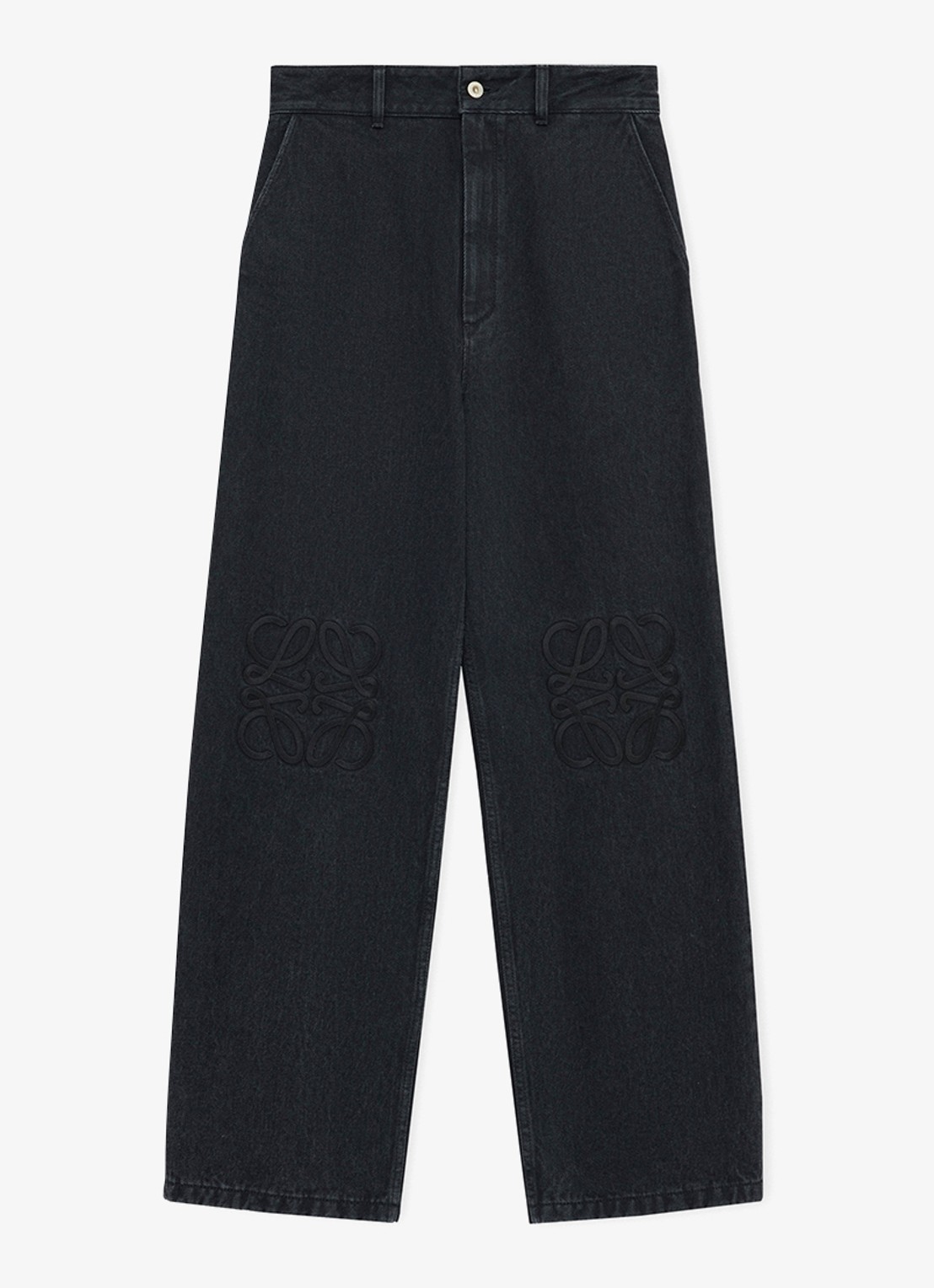 LOEWE Anagram high waist loose fit jeans met logoborduring - voorkant 4 zwart