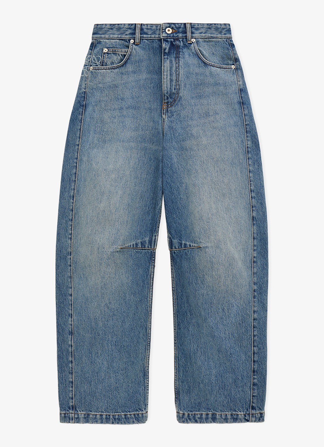 LOEWE Anagram high waist loose fit jeans met medium wassing - voorkant 3 indigo