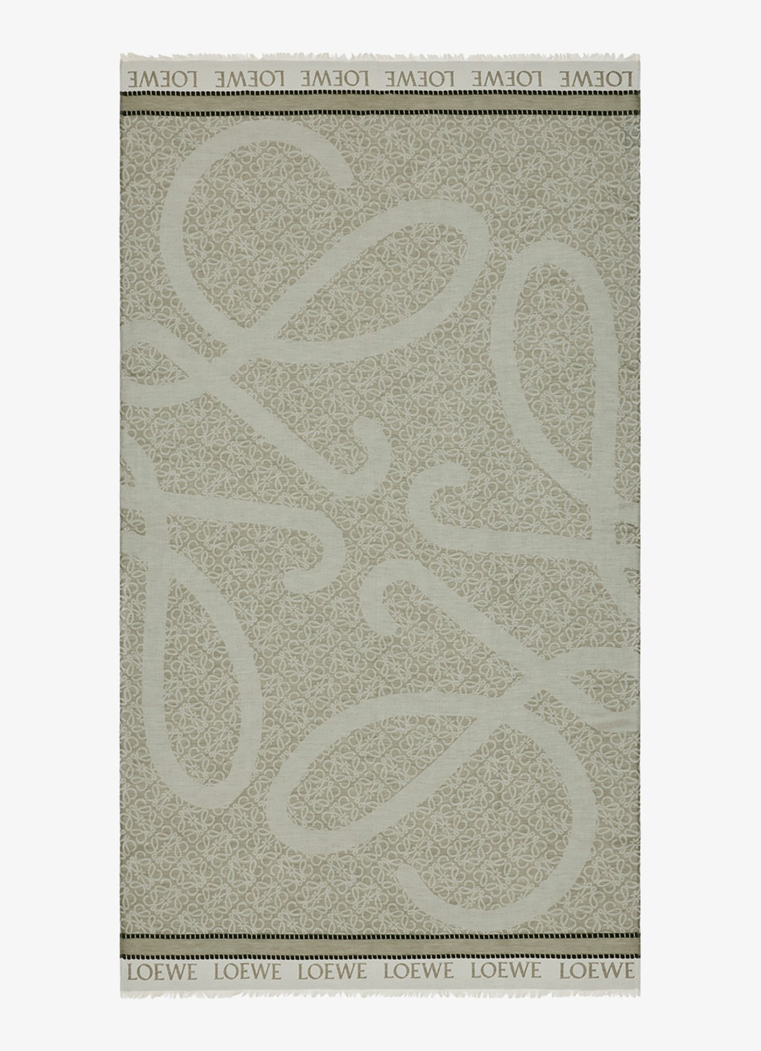 LOEWE Anagram pareo met logoprint 190 x 105 cm - voorkant khaki