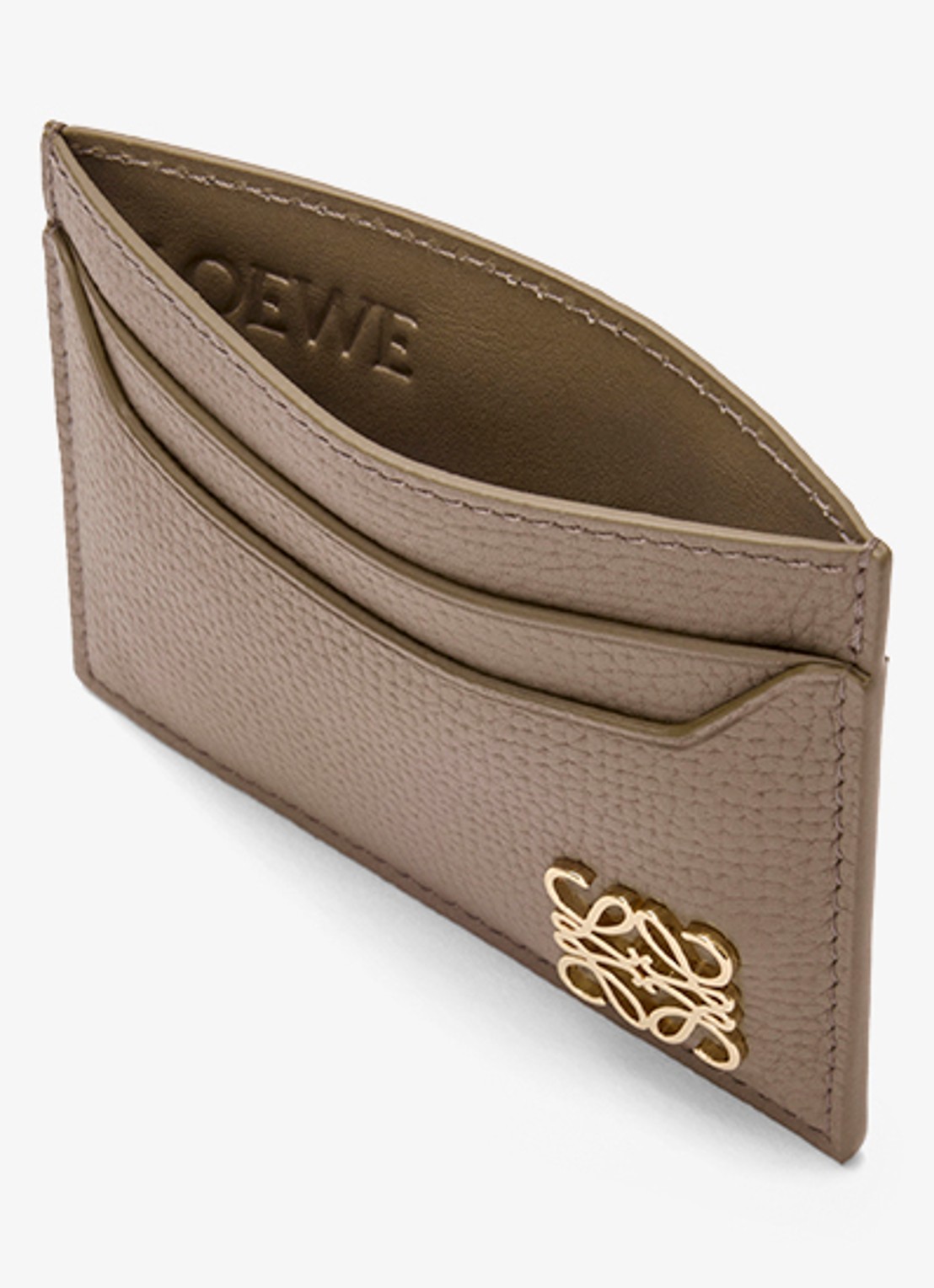 LOEWE Anagram pasjeshouder van kalfsleer - voorkant 4 taupe