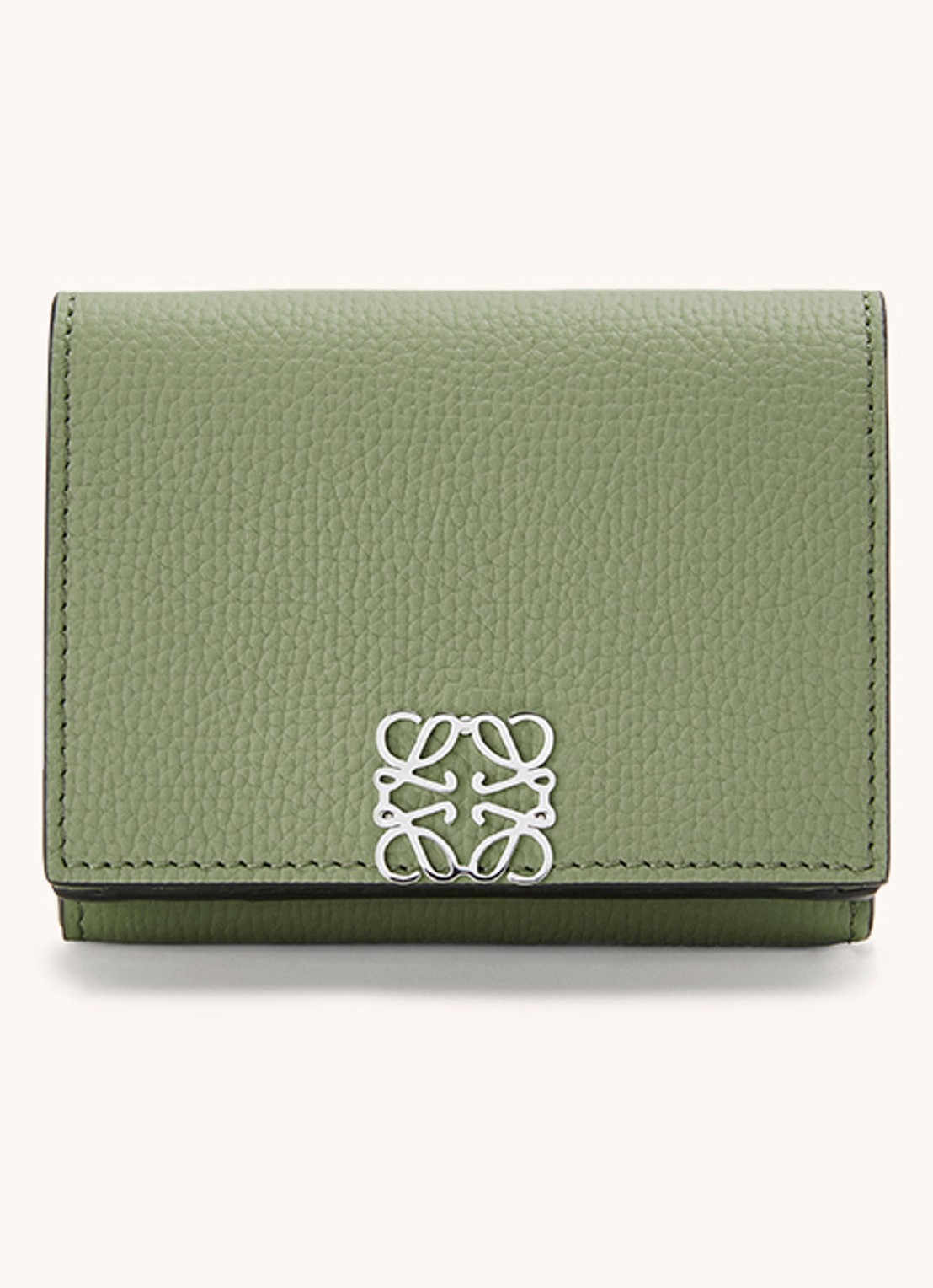 LOEWE Anagram portemonnee van kalfsleer - voorkant 2 lindegroen