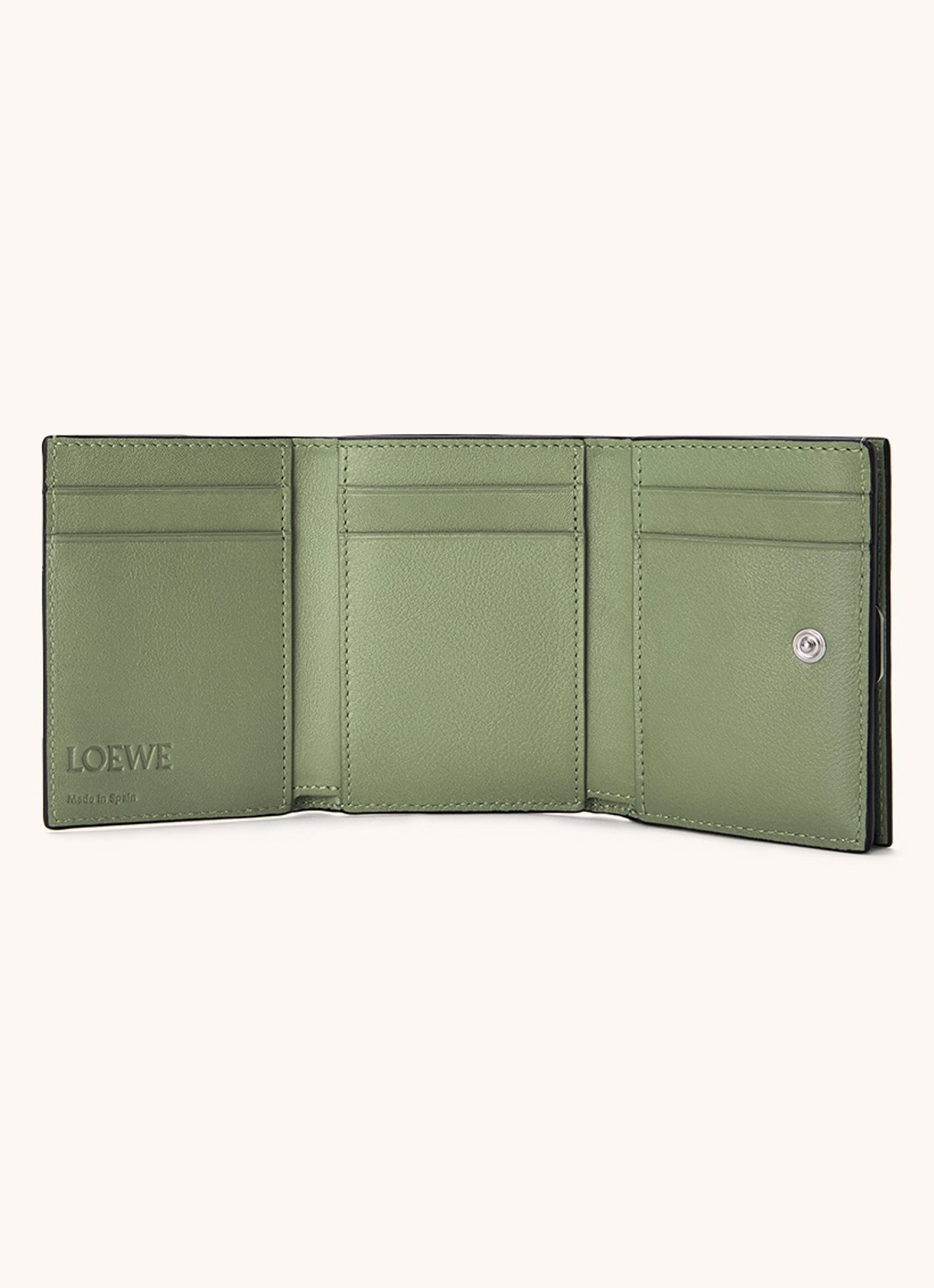 LOEWE Anagram portemonnee van kalfsleer - voorkant 3 lindegroen