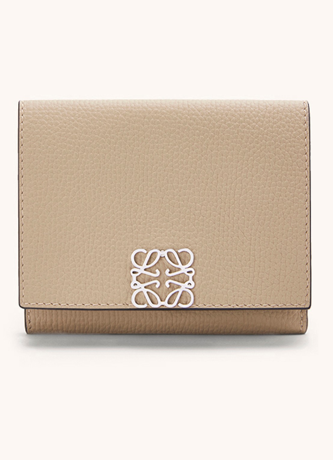 LOEWE Anagram portemonnee van kalfsleer - voorkant 2 zand
