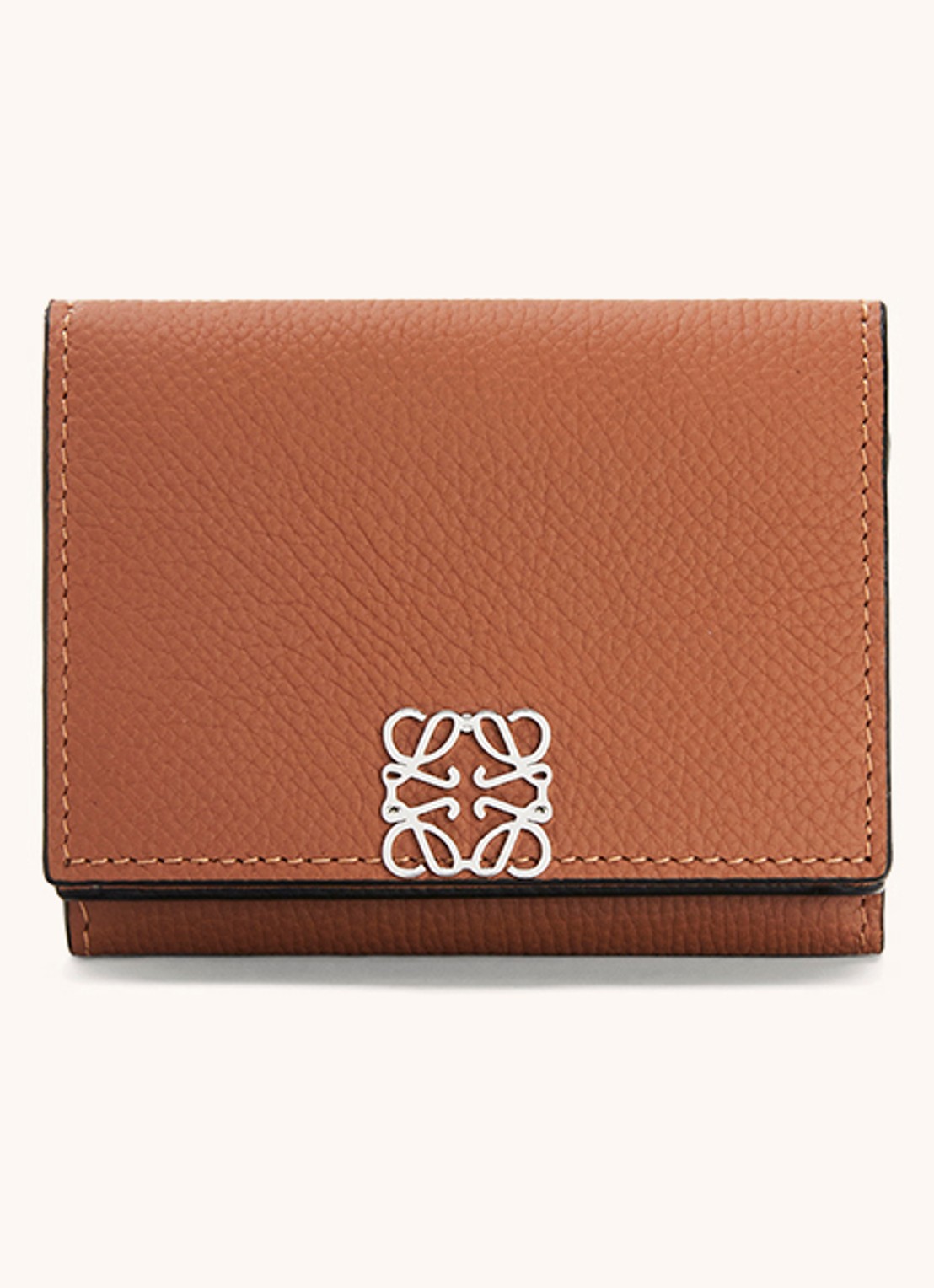 LOEWE Anagram portemonnee van kalfsleer - voorkant 4 lichtbruin