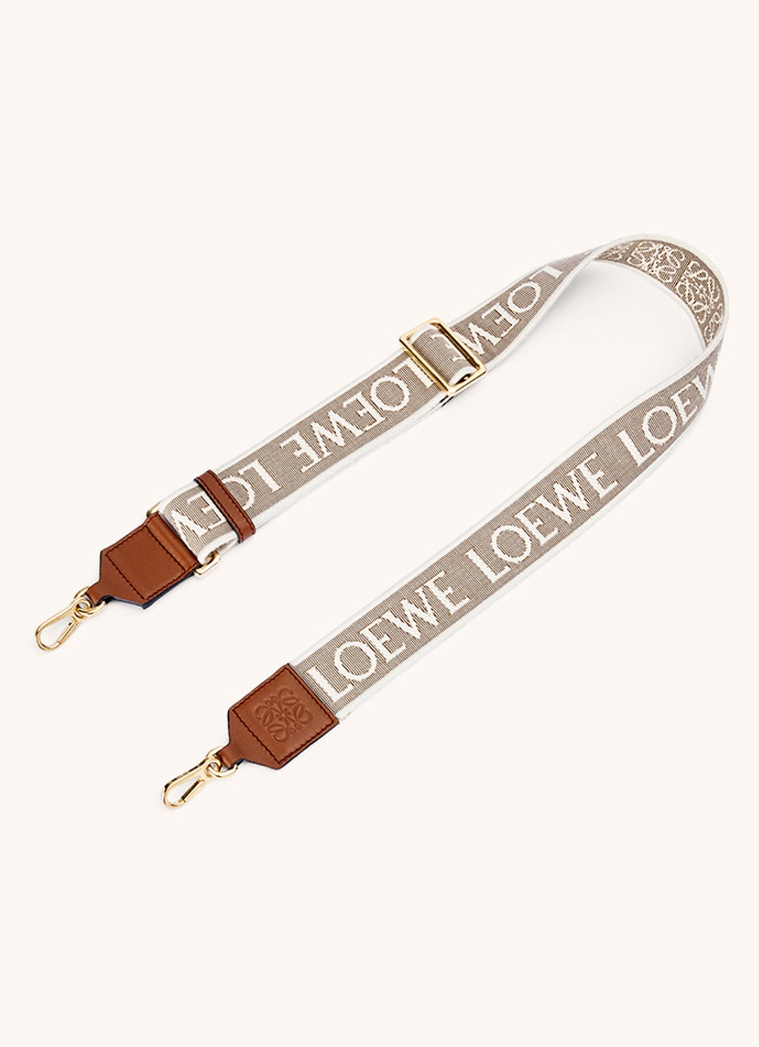 LOEWE Anagram schouderriem met kalfsleren details - voorkant camel
