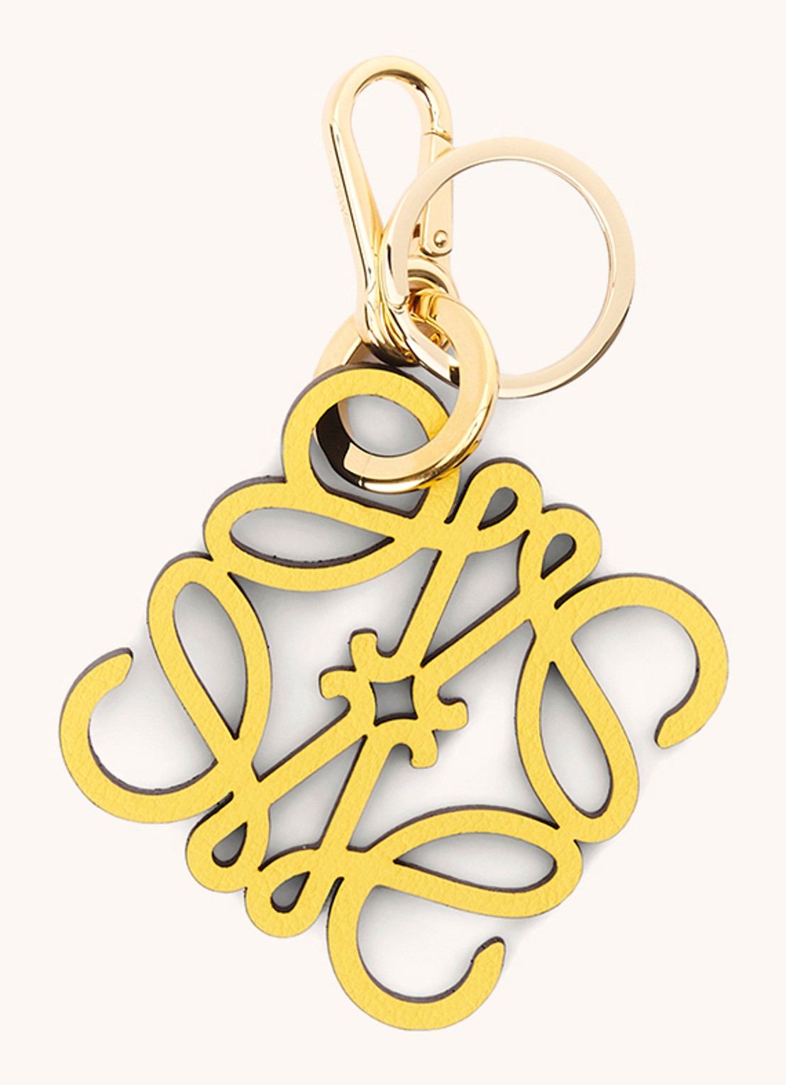 LOEWE Anagram sleutelhanger van kalfsleer - voorkant 2 abrikoos