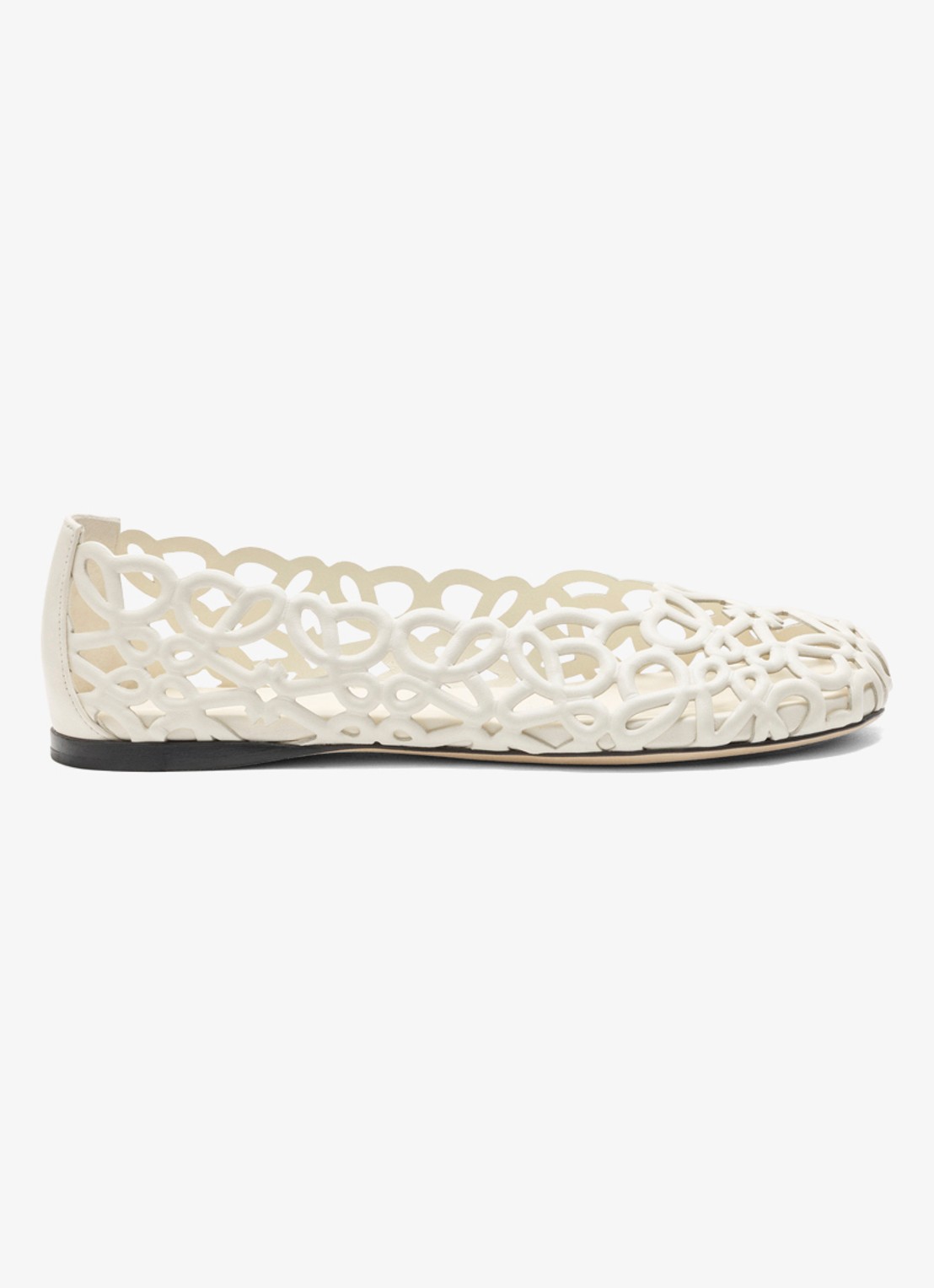 LOEWE Ballerina van lamsleer met opengewerkt dessin - voorkant 3 wit