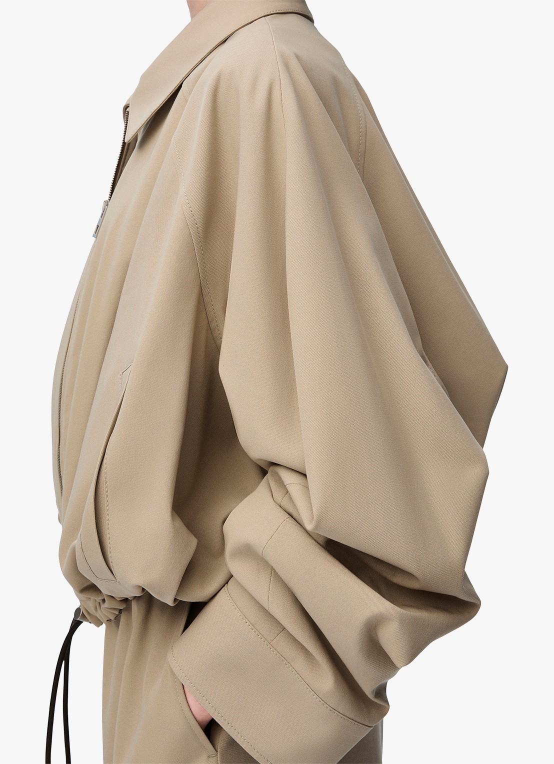 LOEWE Balloon oversized cropped bomberjack met logoborduring - detail 5 beige