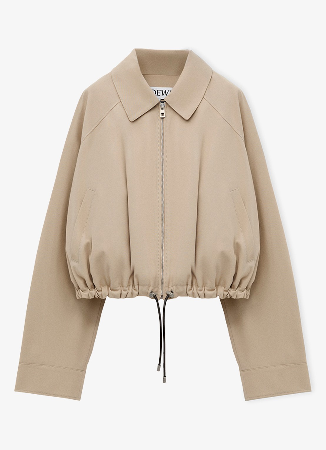 LOEWE Balloon oversized cropped bomberjack met logoborduring - voorkant 2 beige