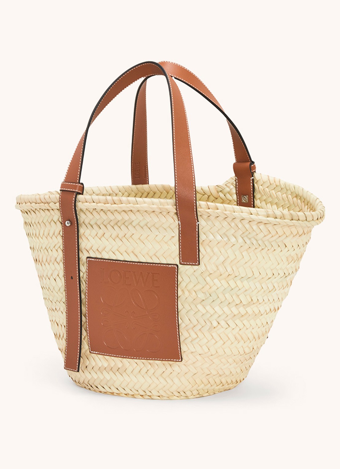 LOEWE Basket handtas met kalfsleren details - achterkant camel
