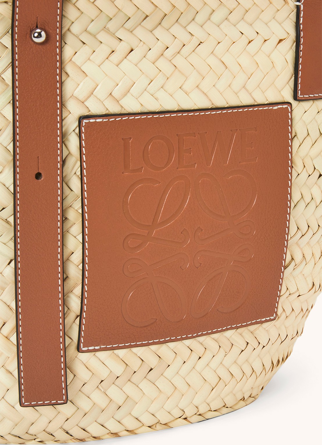 LOEWE Basket handtas met kalfsleren details - detail 6 camel