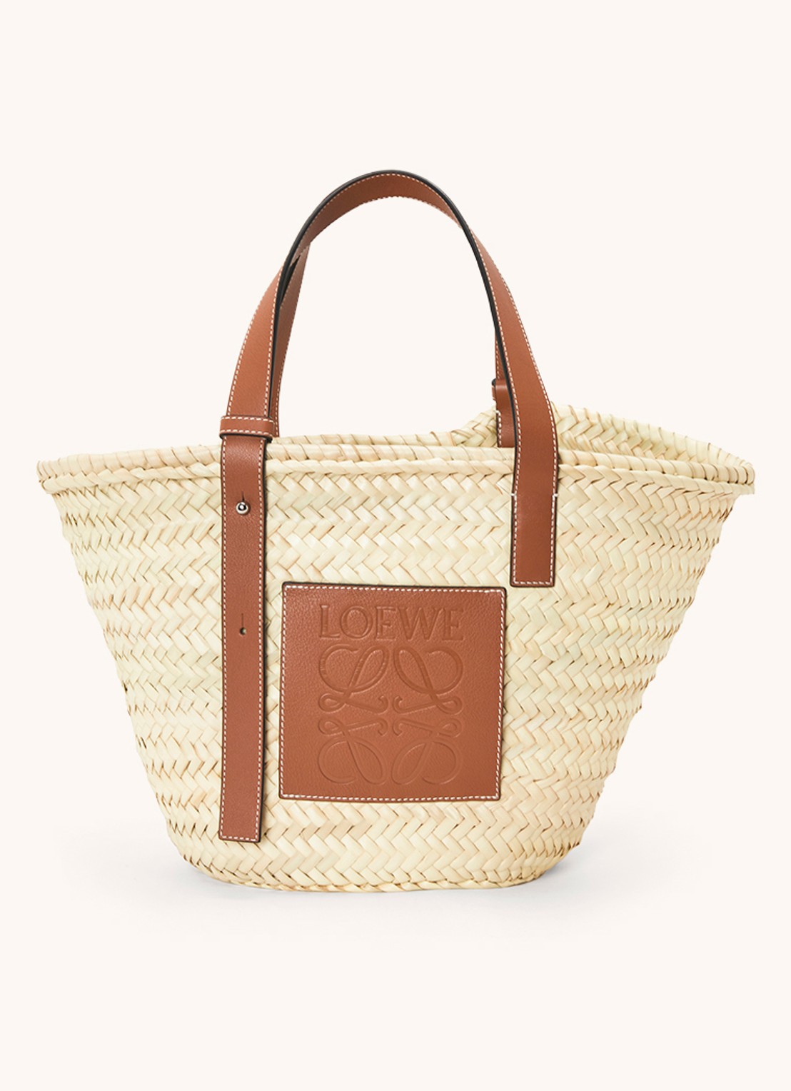 LOEWE Basket handtas met kalfsleren details - voorkant 2 camel