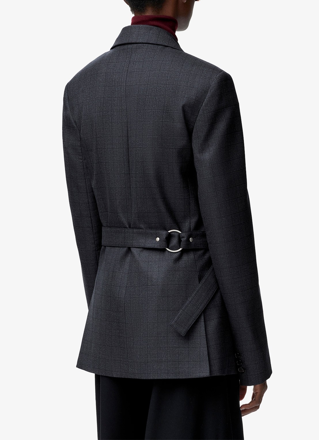 LOEWE Blazer van wol met ceintuur - achterkant 5 donkergrijs