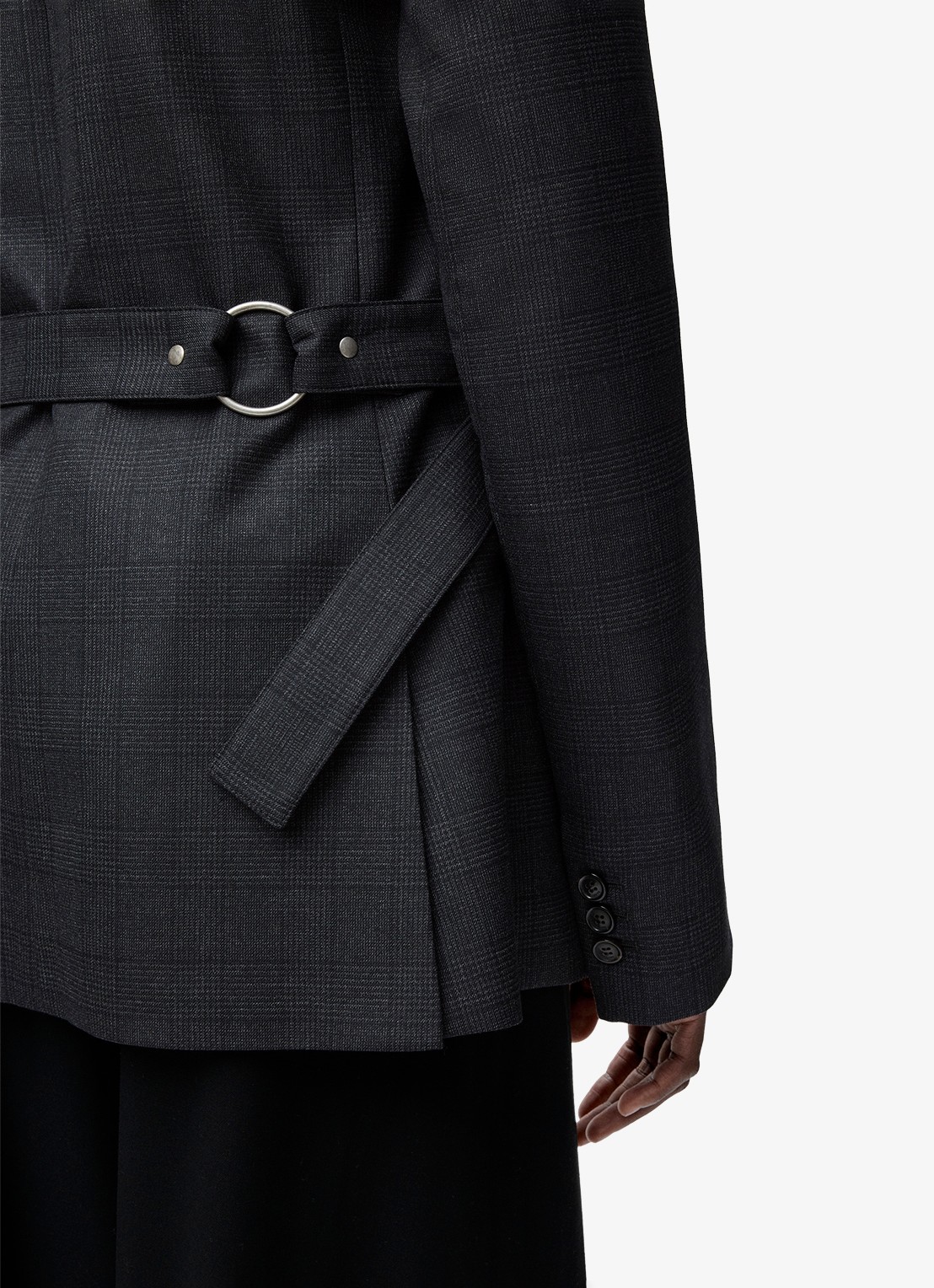 LOEWE Blazer van wol met ceintuur - detail 4 donkergrijs