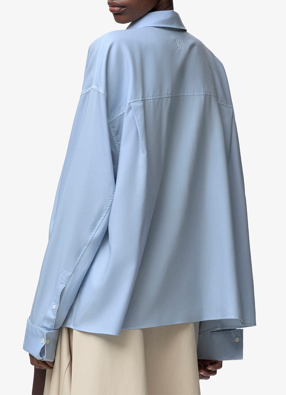 LOEWE Blouse in zijdeblend met plooidetails - achterkant donkerblauw