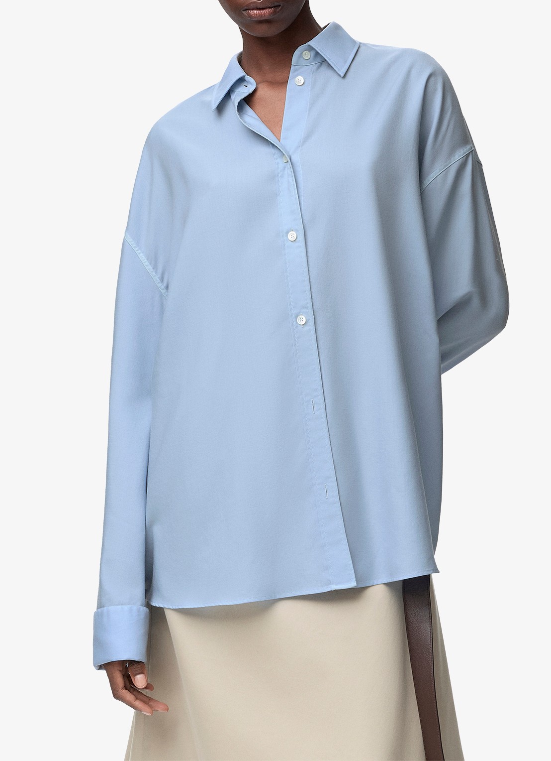 LOEWE Blouse in zijdeblend met plooidetails - detail 4 donkerblauw