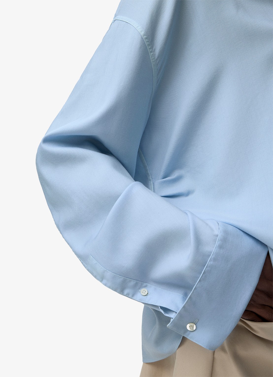 LOEWE Blouse in zijdeblend met plooidetails - detail 6 donkerblauw