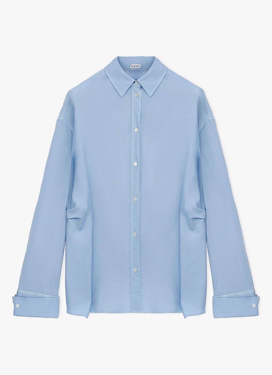 LOEWE Blouse in zijdeblend met plooidetails - voorkant 2 donkerblauw