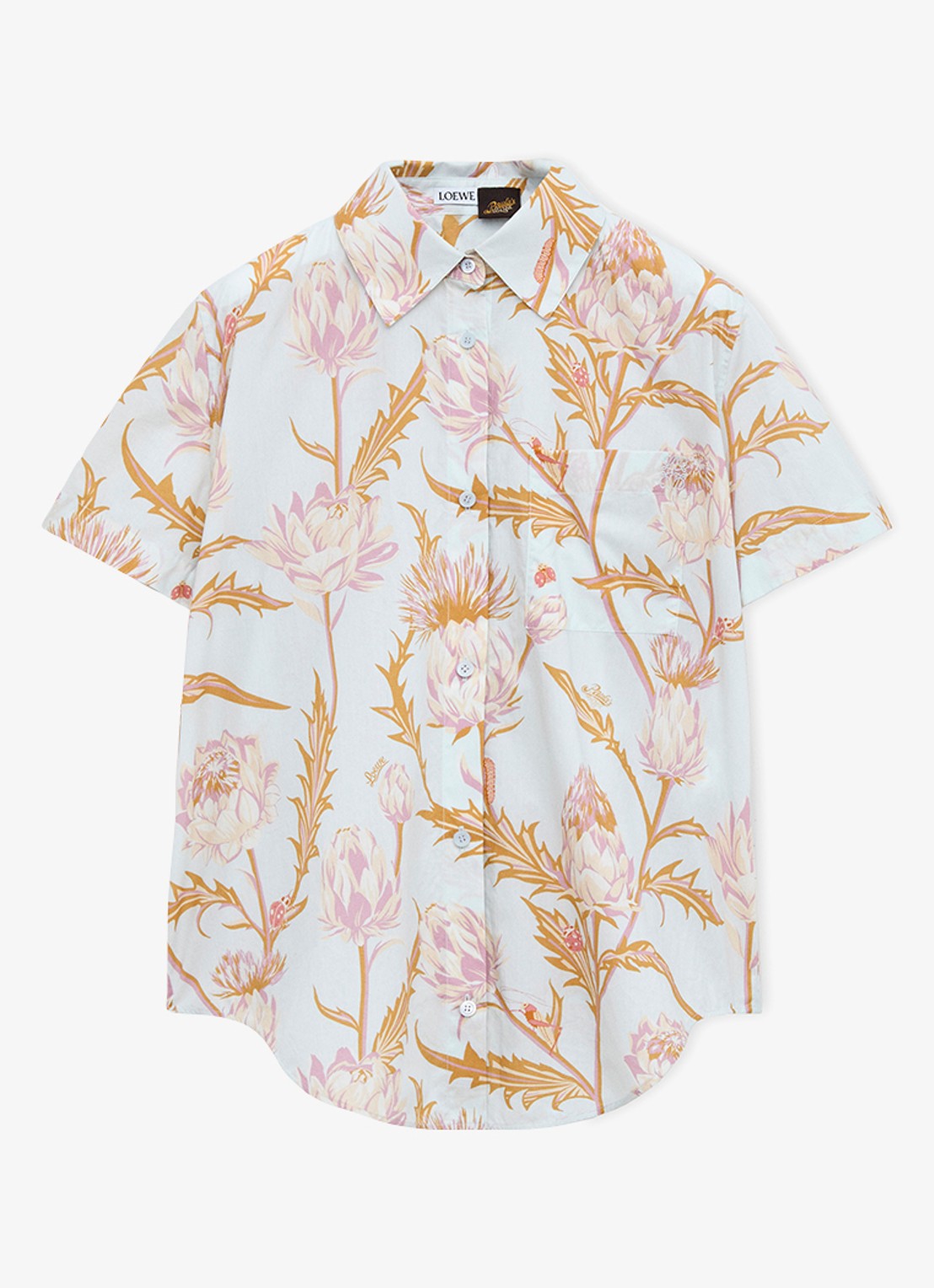 LOEWE Blouse met bloemenprint en borstzak - voorkant 2 lichtblauw