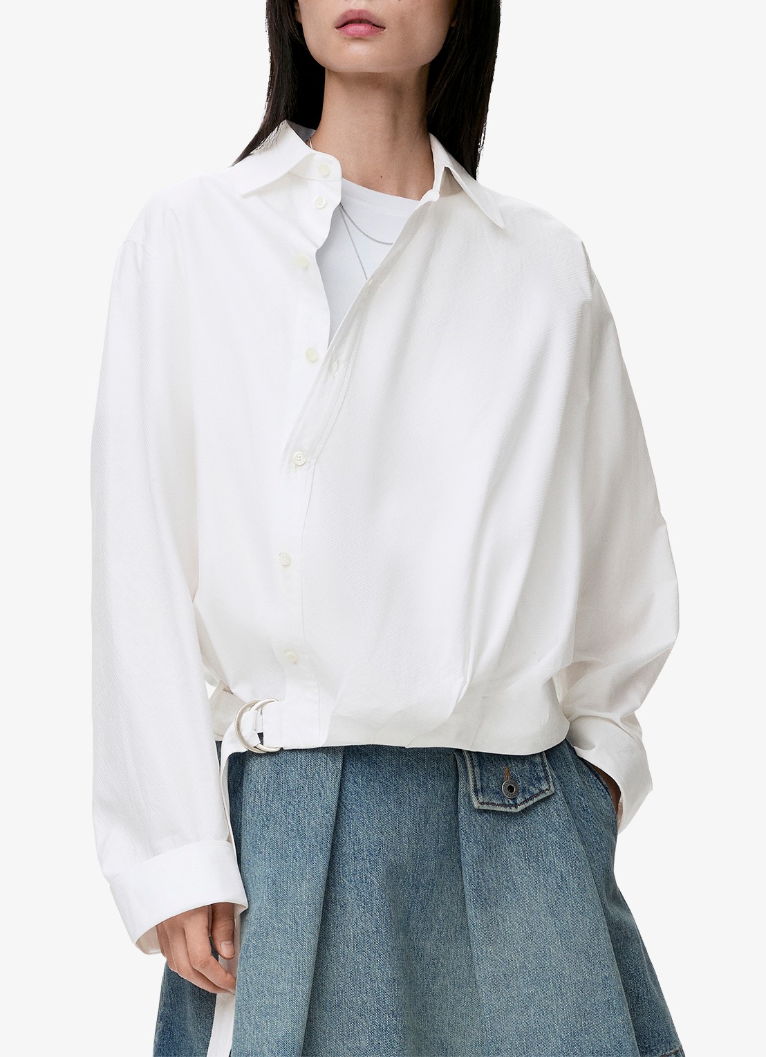 LOEWE Blouse met ceintuur - detail 3 wit