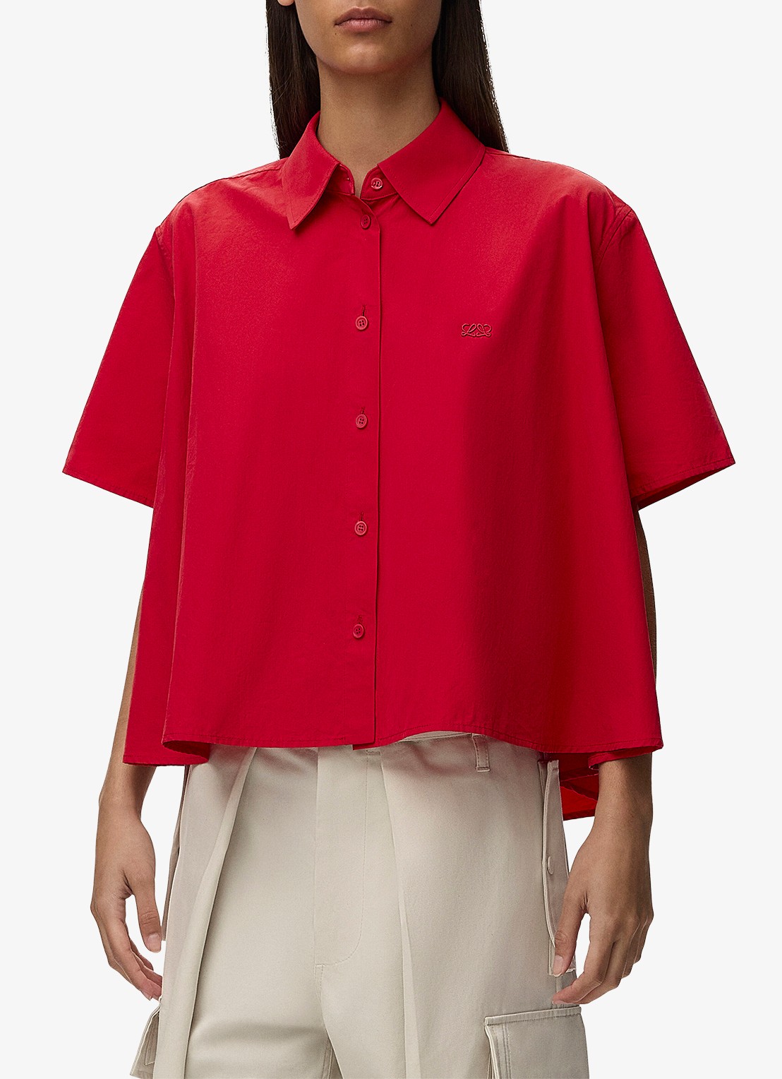 LOEWE Blouse met logoborduring - detail 4 rood