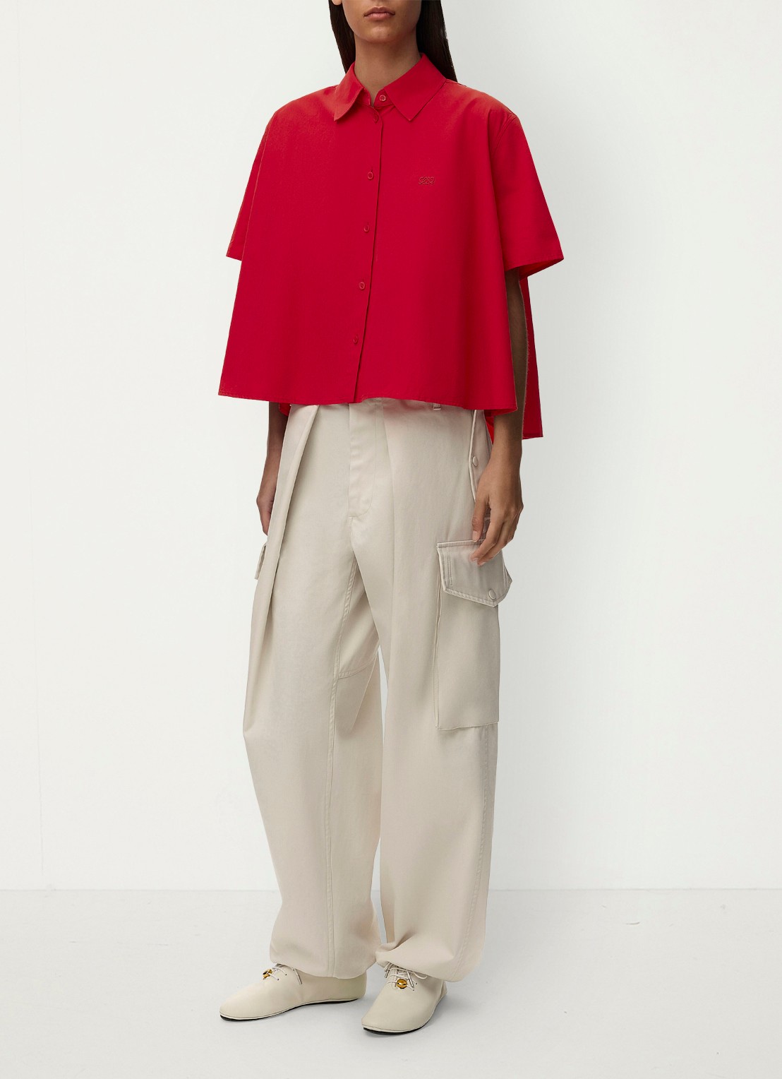 LOEWE Blouse met logoborduring - voorkant 2 rood