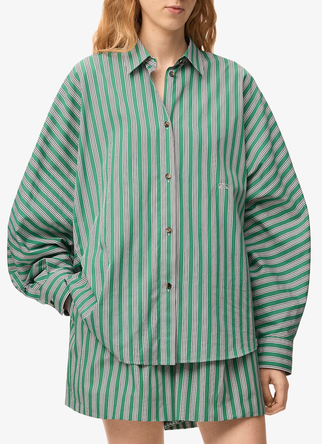 LOEWE Blouse met streepprint - detail 3 groen