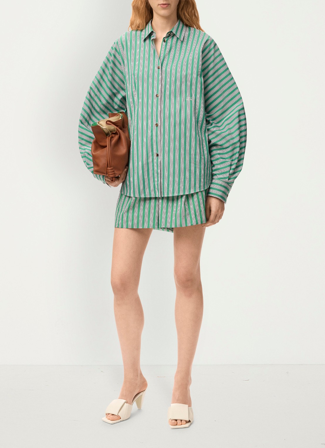 LOEWE Blouse met streepprint - voorkant 2 groen