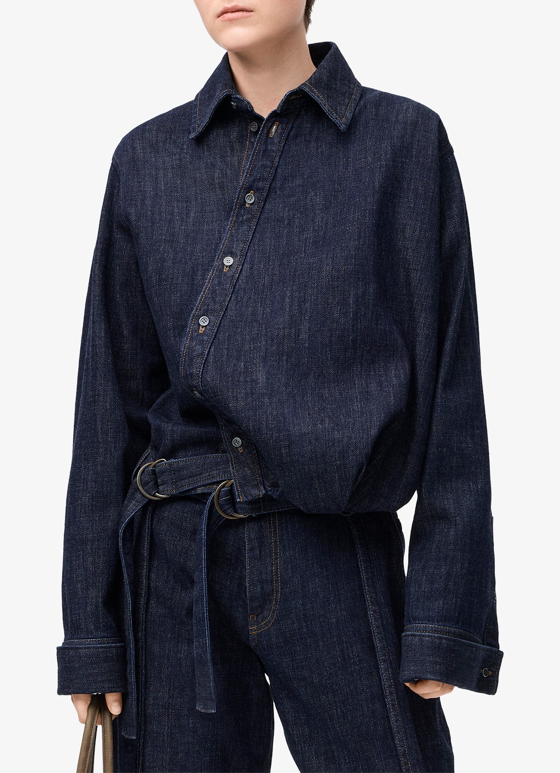 LOEWE Blouse van denim met ceintuur - detail 4 indigo
