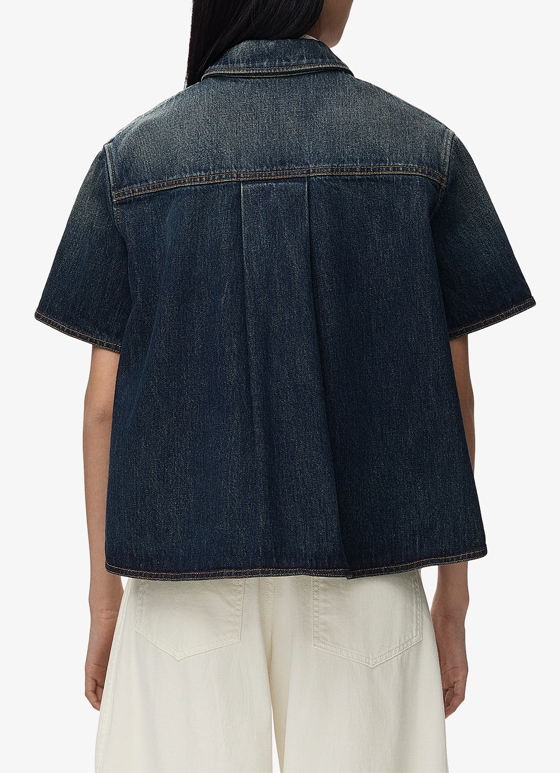 LOEWE Blouse van denim - achterkant 3 donkerblauw