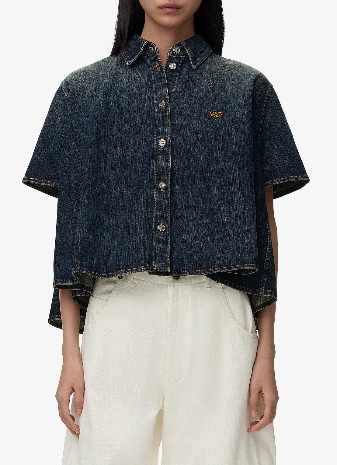 LOEWE Blouse van denim - detail donkerblauw