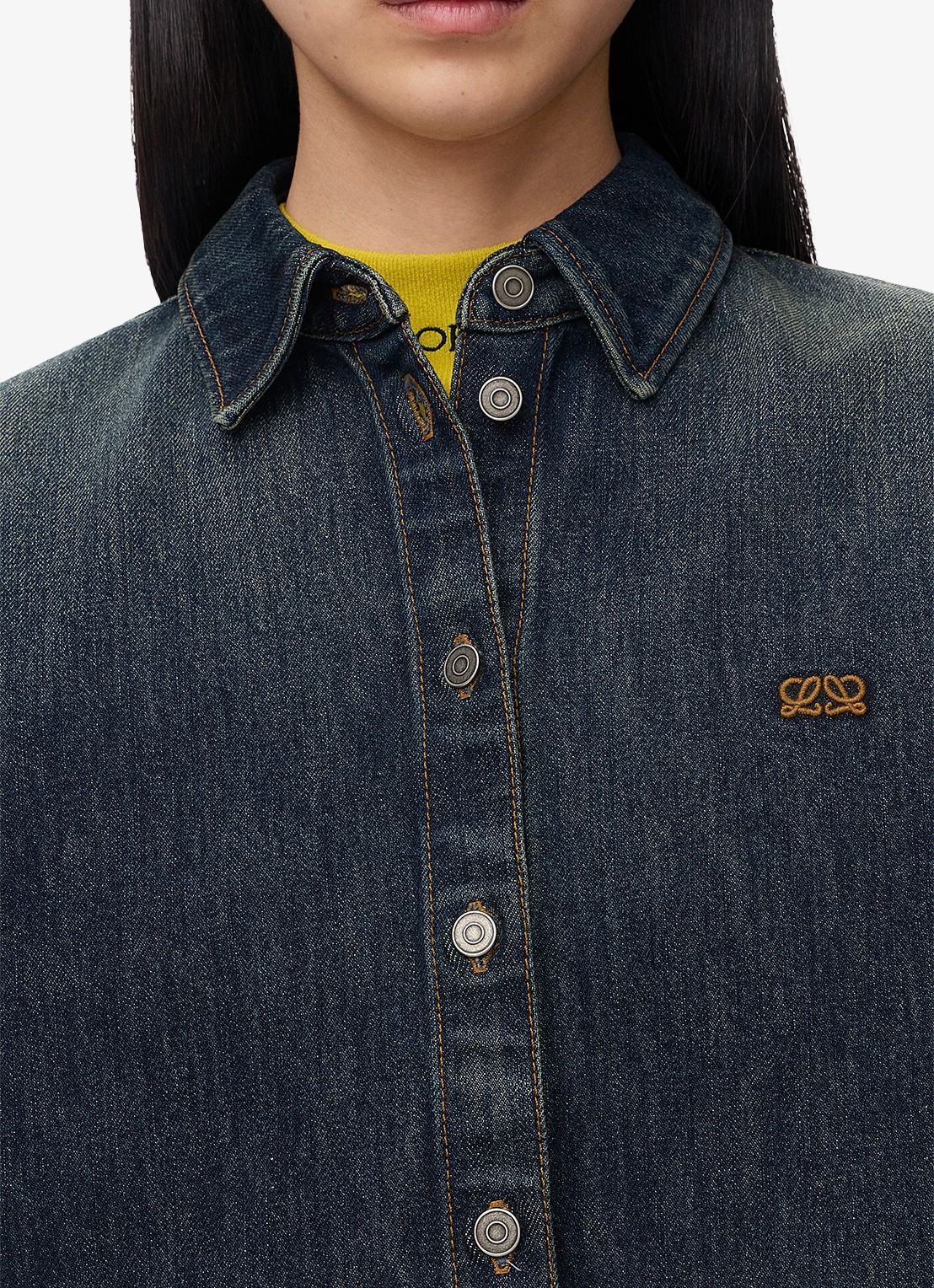 LOEWE Blouse van denim - detail 2 donkerblauw