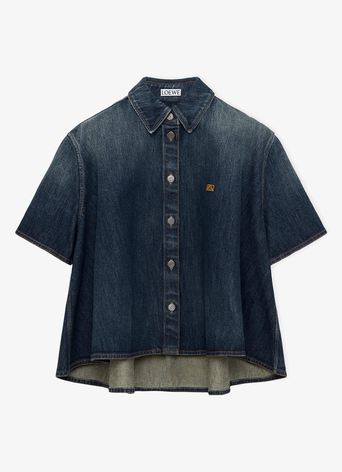 LOEWE Blouse van denim - voorkant 4 donkerblauw