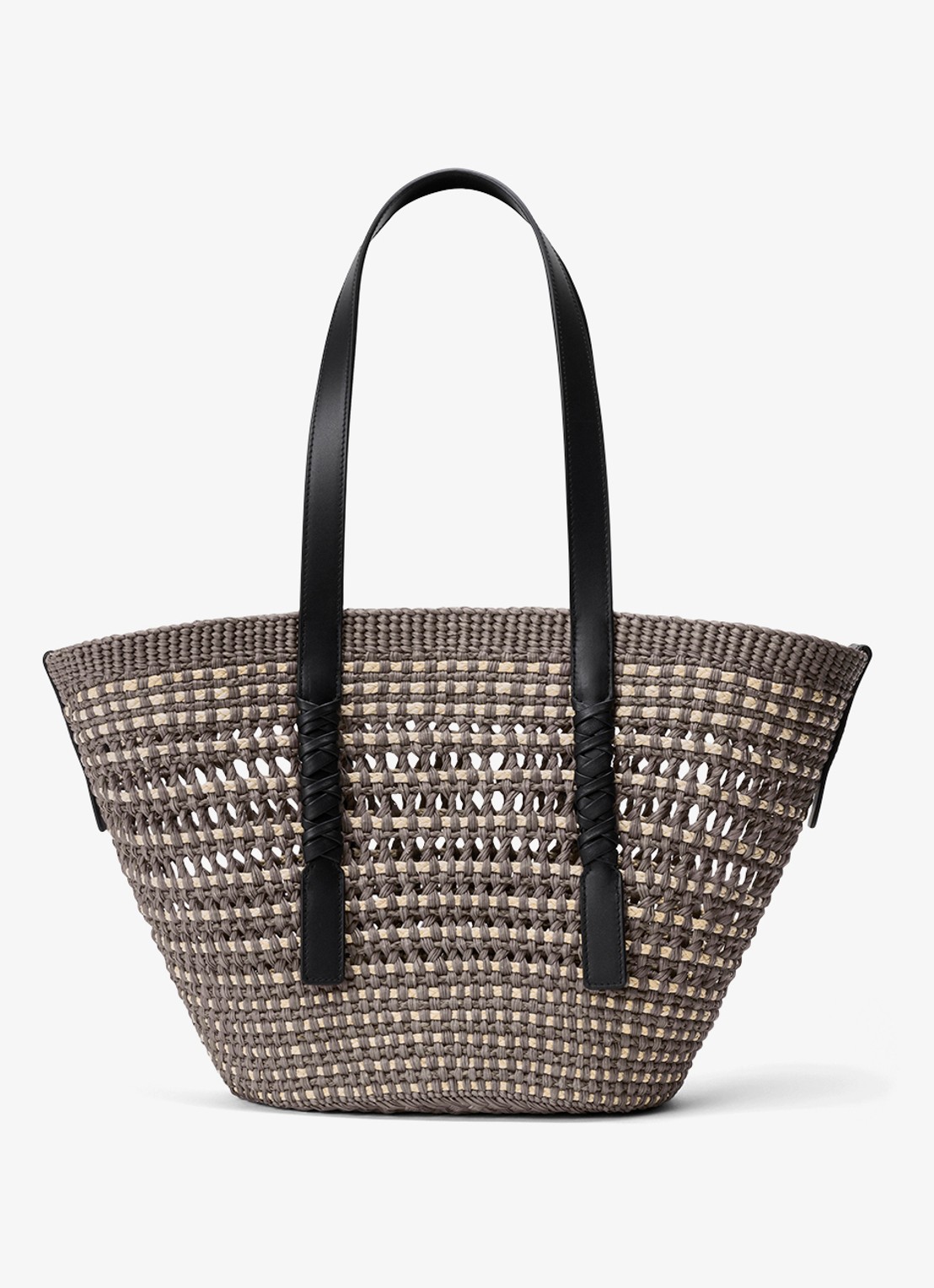 LOEWE Braid Medium shopper van raffia - achterkant 7 khaki