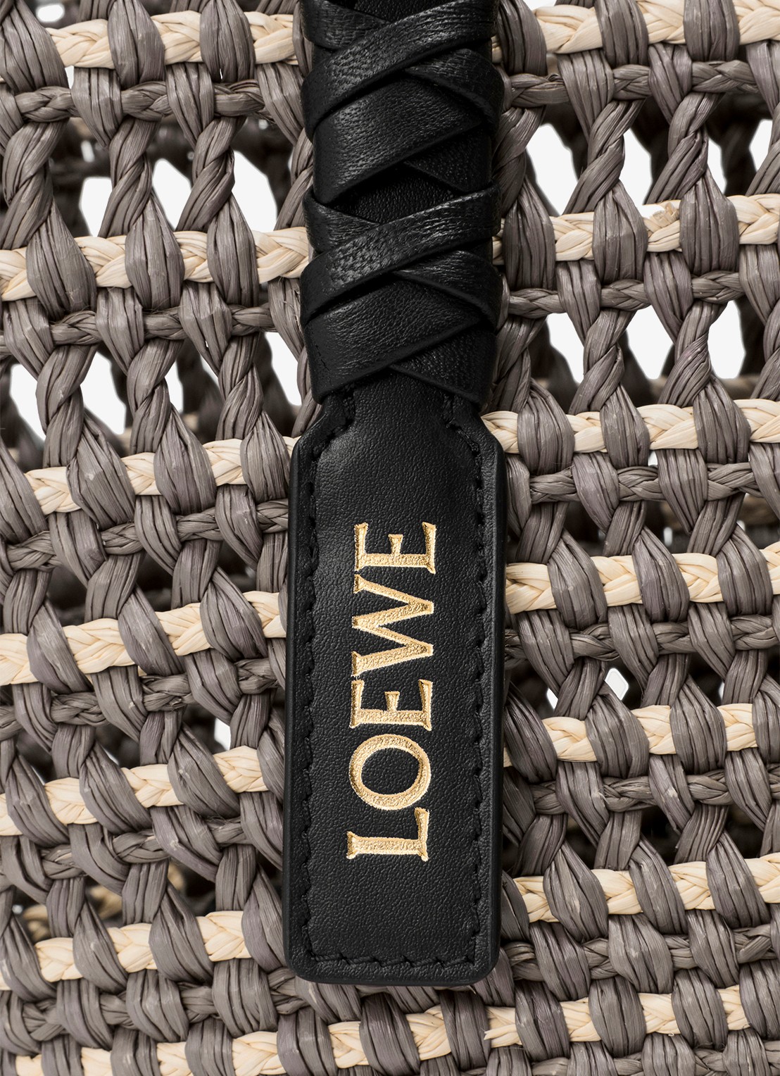 LOEWE Braid Medium shopper van raffia - detail 3 khaki