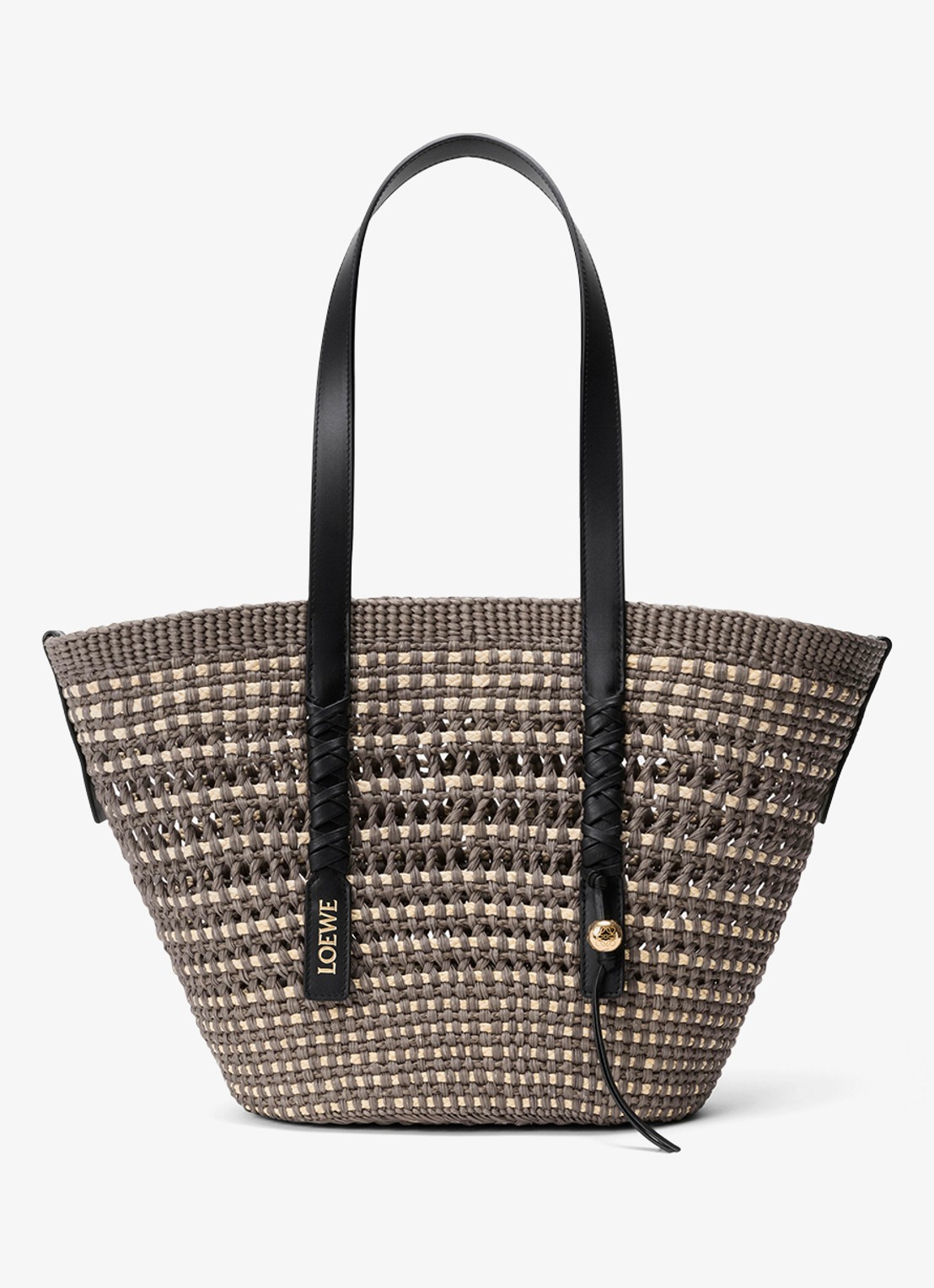 LOEWE Braid Medium shopper van raffia - voorkant 5 khaki