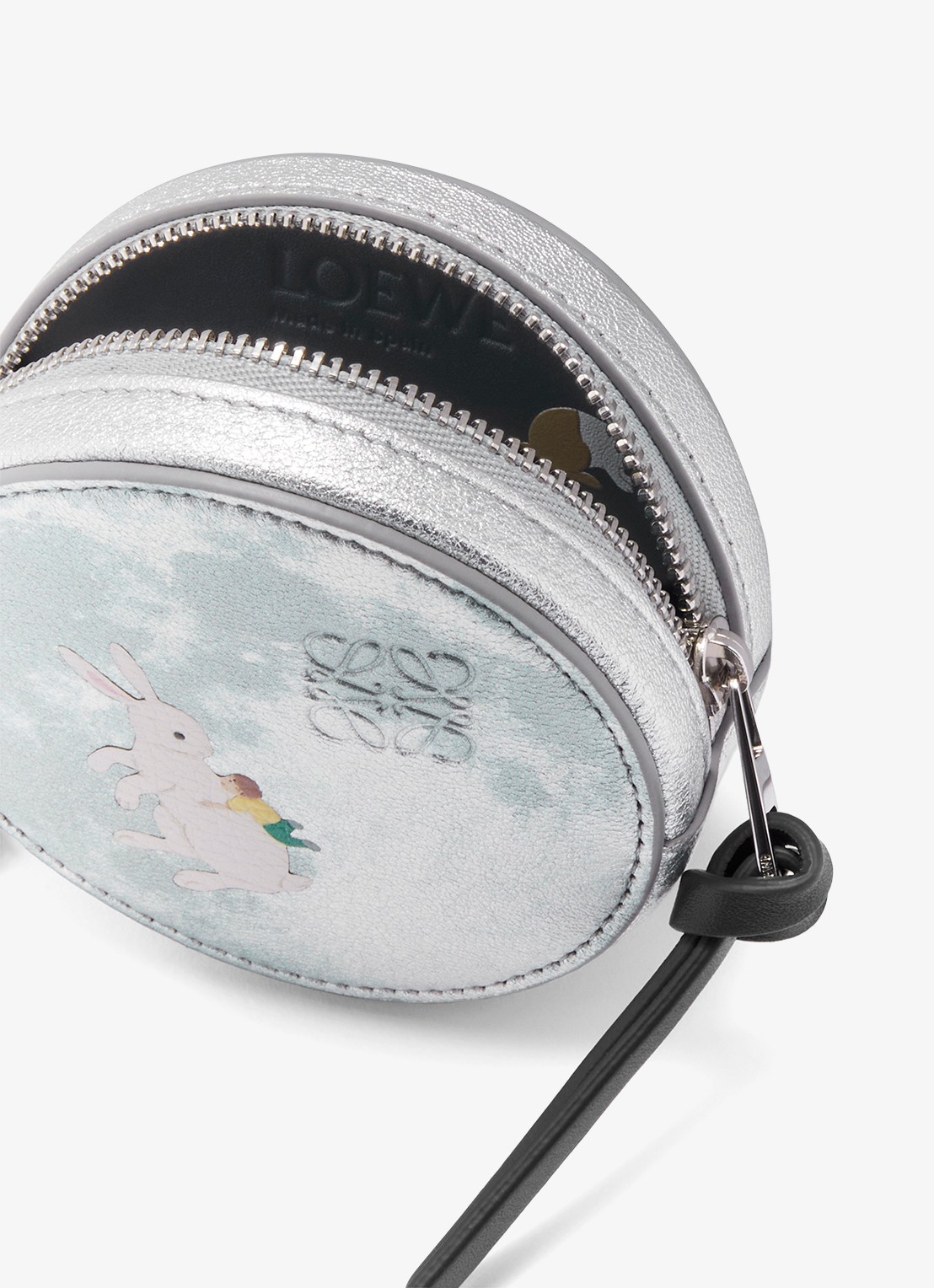 LOEWE Bunny Large Cookie sleuteletui van kalfsleer met metallic finish - detail 3 zilver