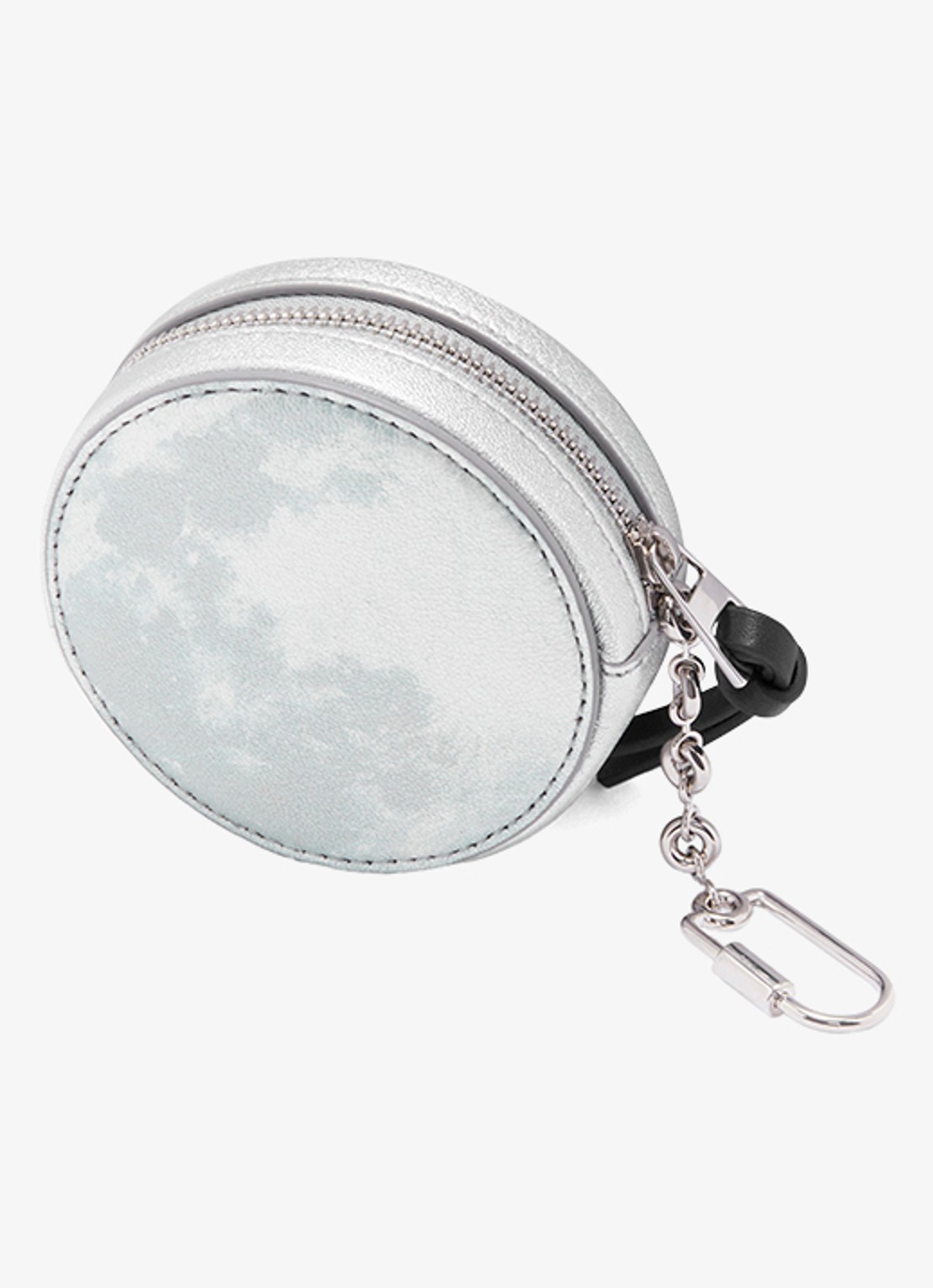 LOEWE Bunny Large Cookie sleuteletui van kalfsleer met metallic finish - voorkant 2 zilver
