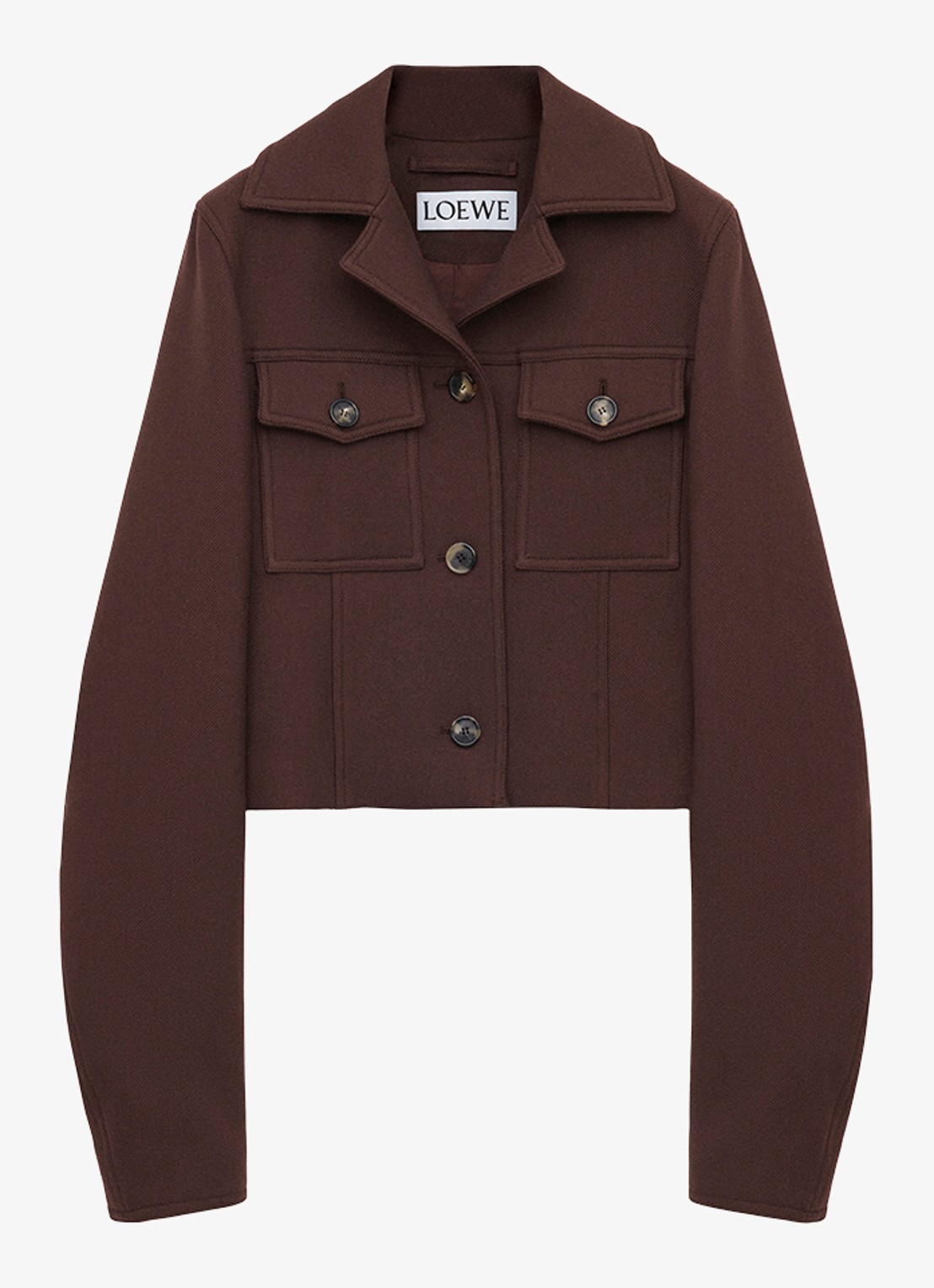 LOEWE Cropped jack in wolblend met klepzakken - voorkant 3 donkerbruin