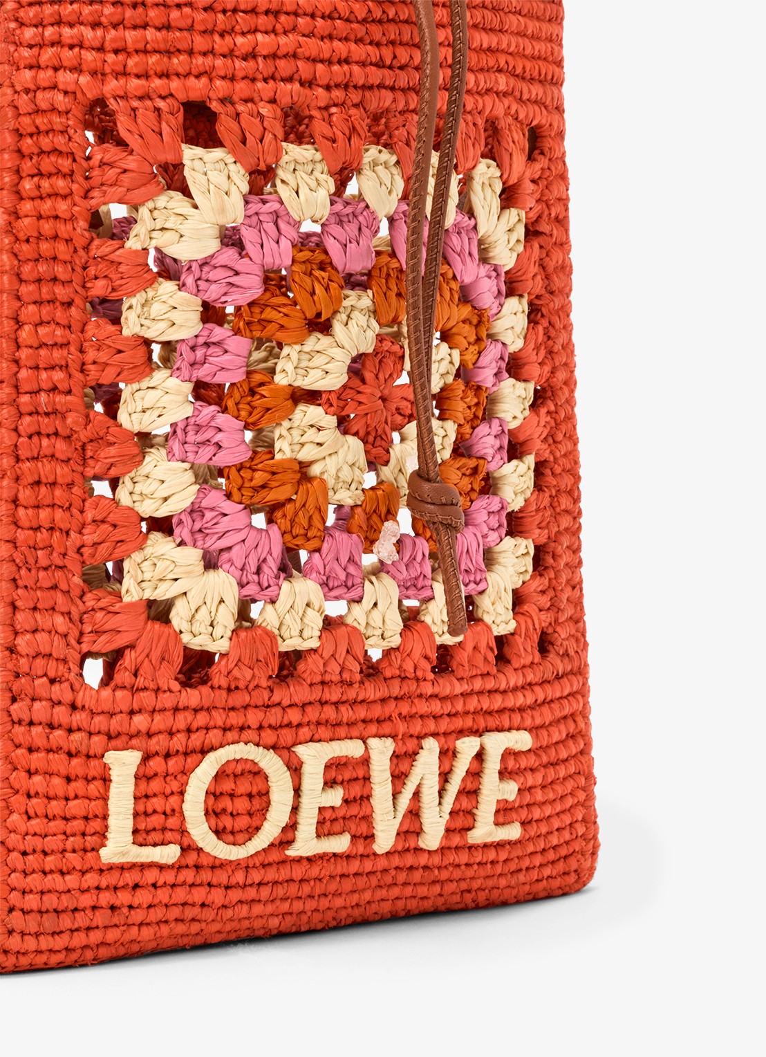 LOEWE Crossbodytas van raffia met logo - detail 5 donkeroranje