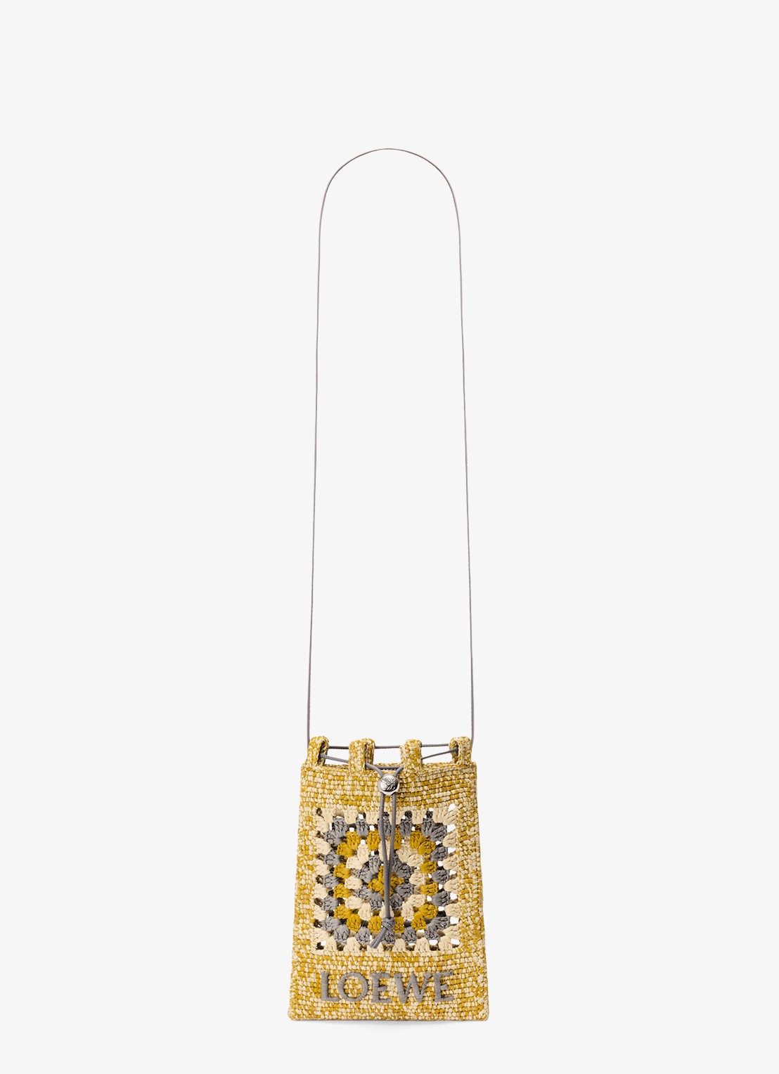 LOEWE Crossbodytas van raffia met logo - detail 3 mosterd
