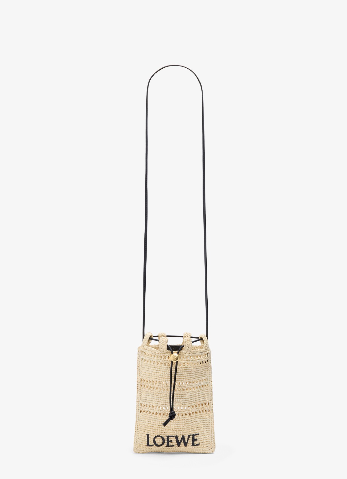 LOEWE Crossbodytas van raffia met logoborduring - detail 2 creme