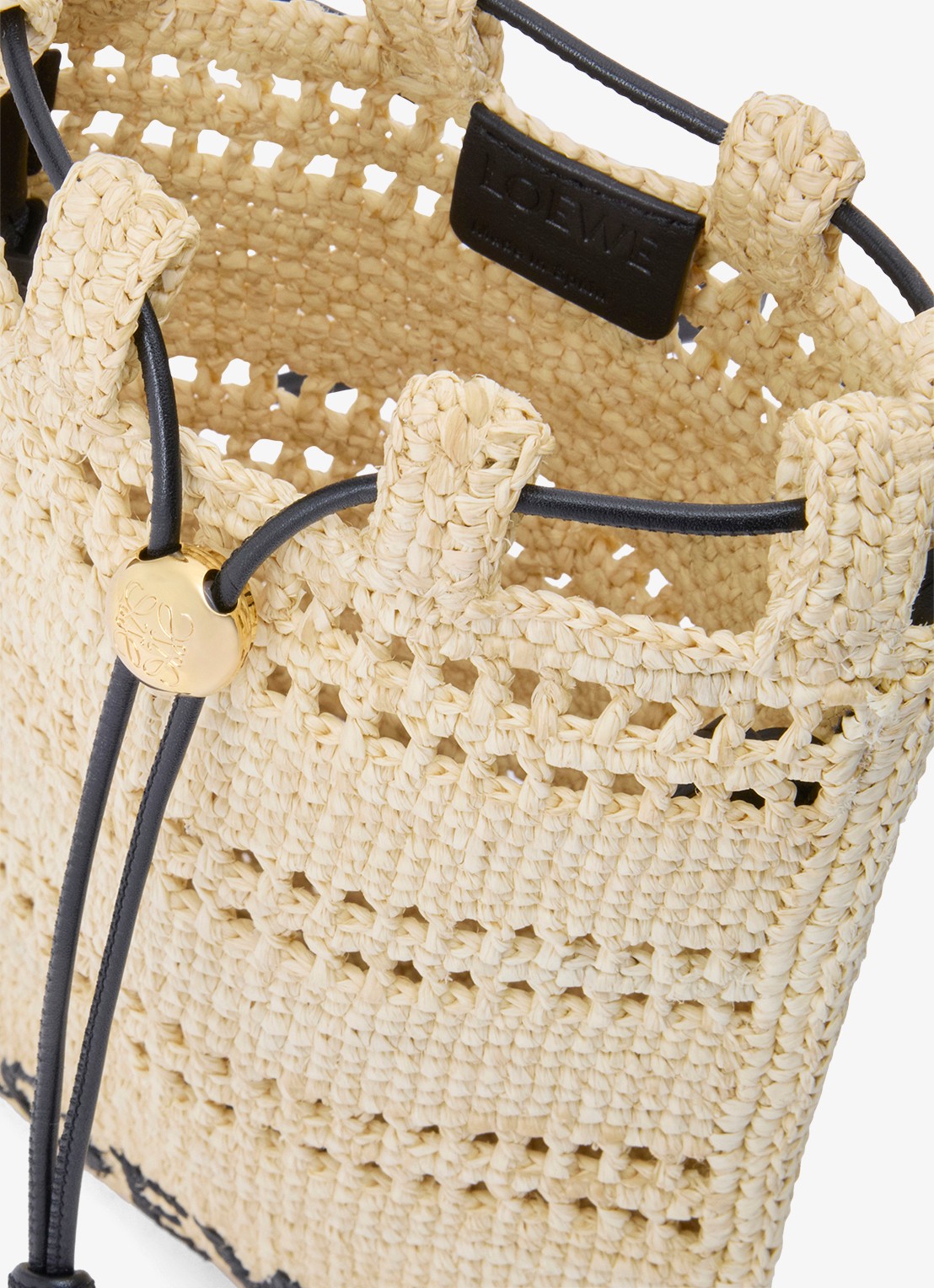LOEWE Crossbodytas van raffia met logoborduring - detail 3 creme