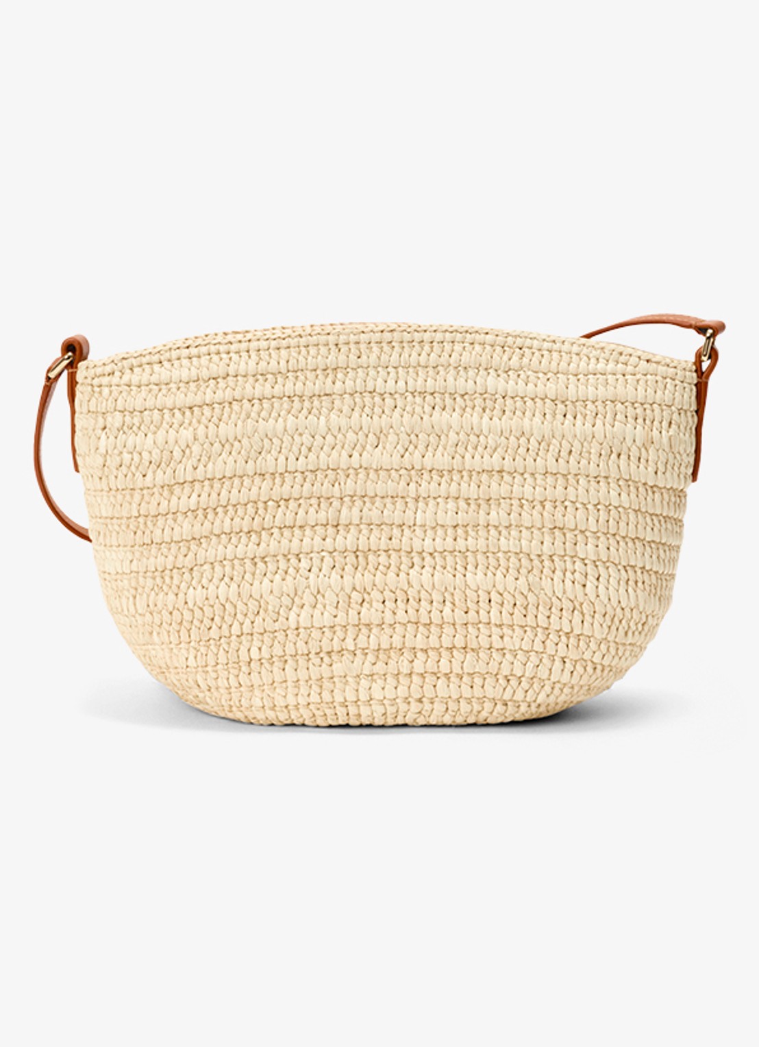 LOEWE Eclipse crossbodytas van raffia met logo - achterkant beige