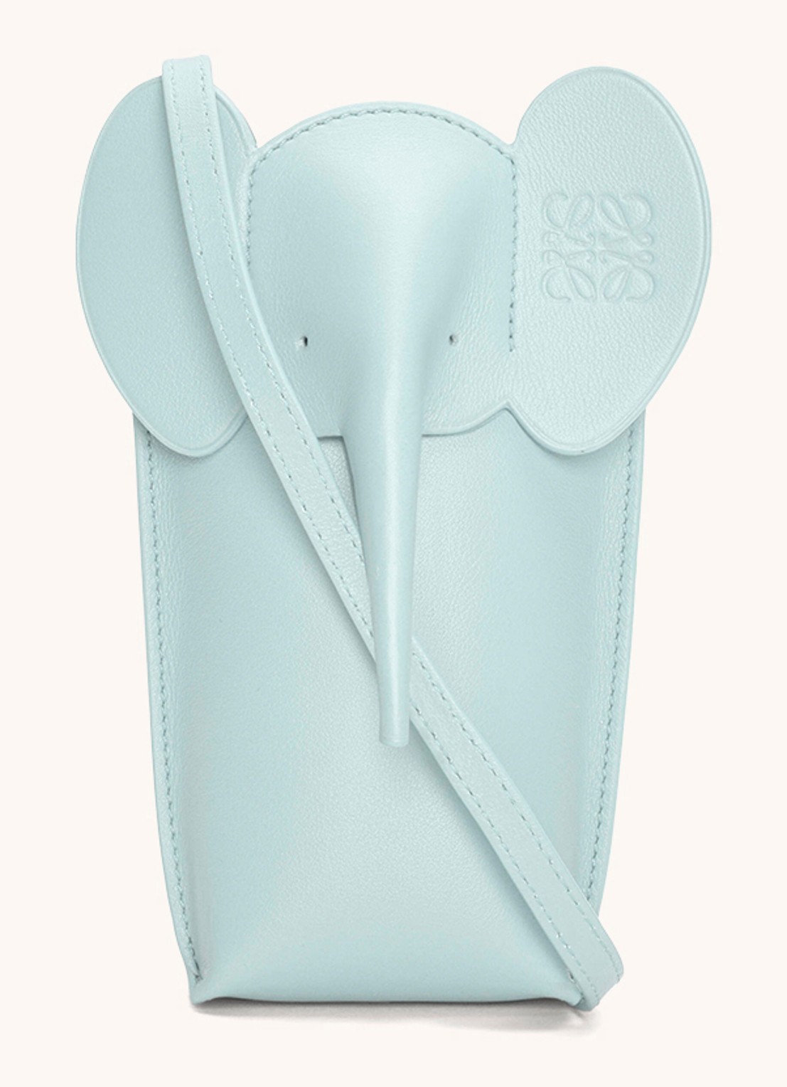 LOEWE Elephant Pocket clutch van kalfsleer - voorkant 3 lichtblauw