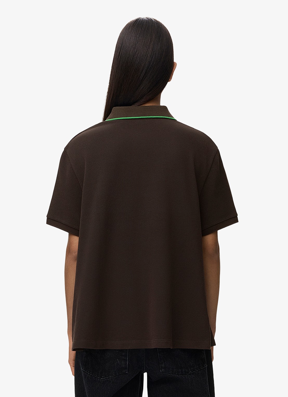 LOEWE Fijngebreid T-shirt met polokraag - achterkant bruin