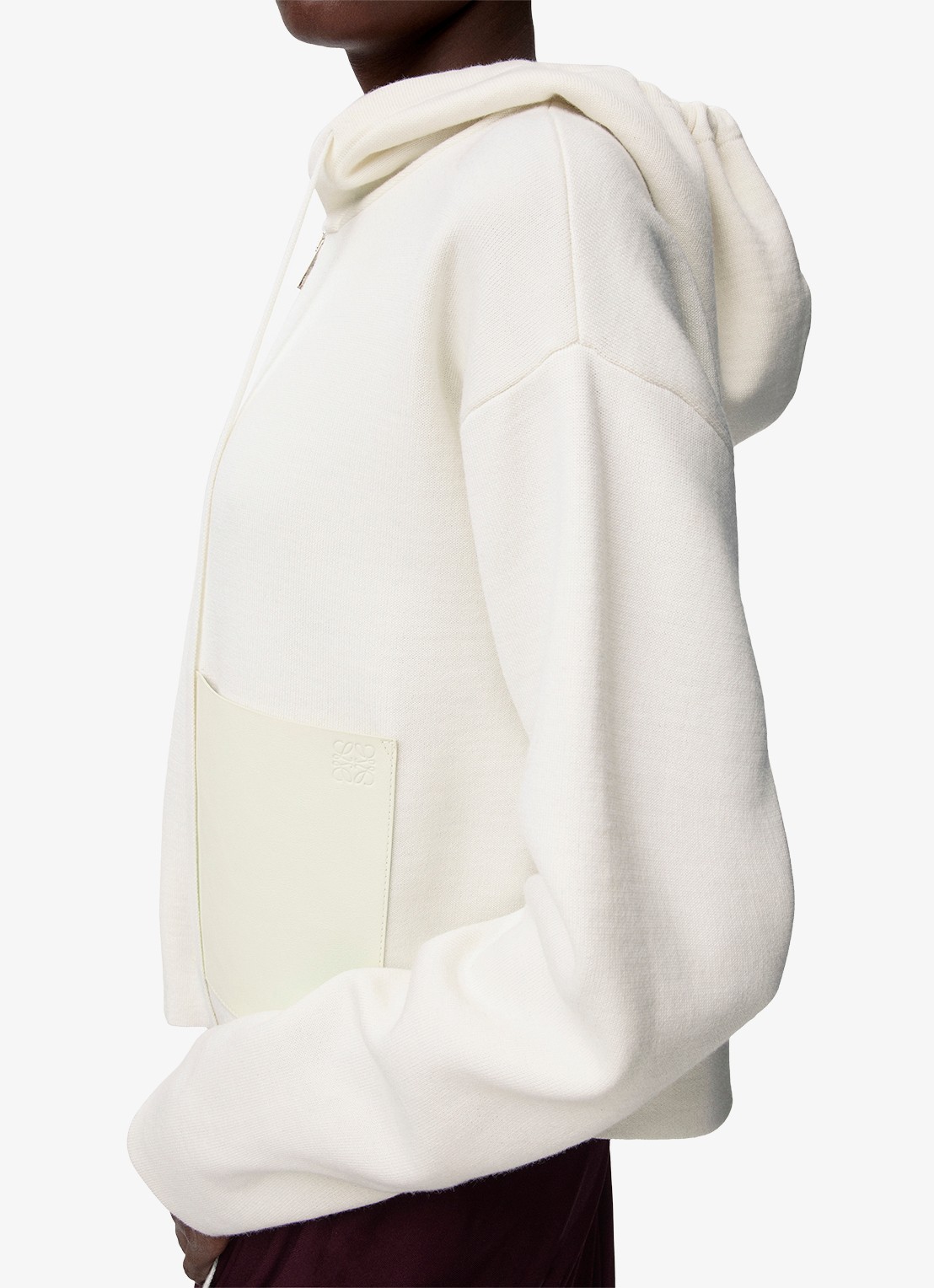 LOEWE Fijngebreid vest van wol met details van leer - detail 2 wit
